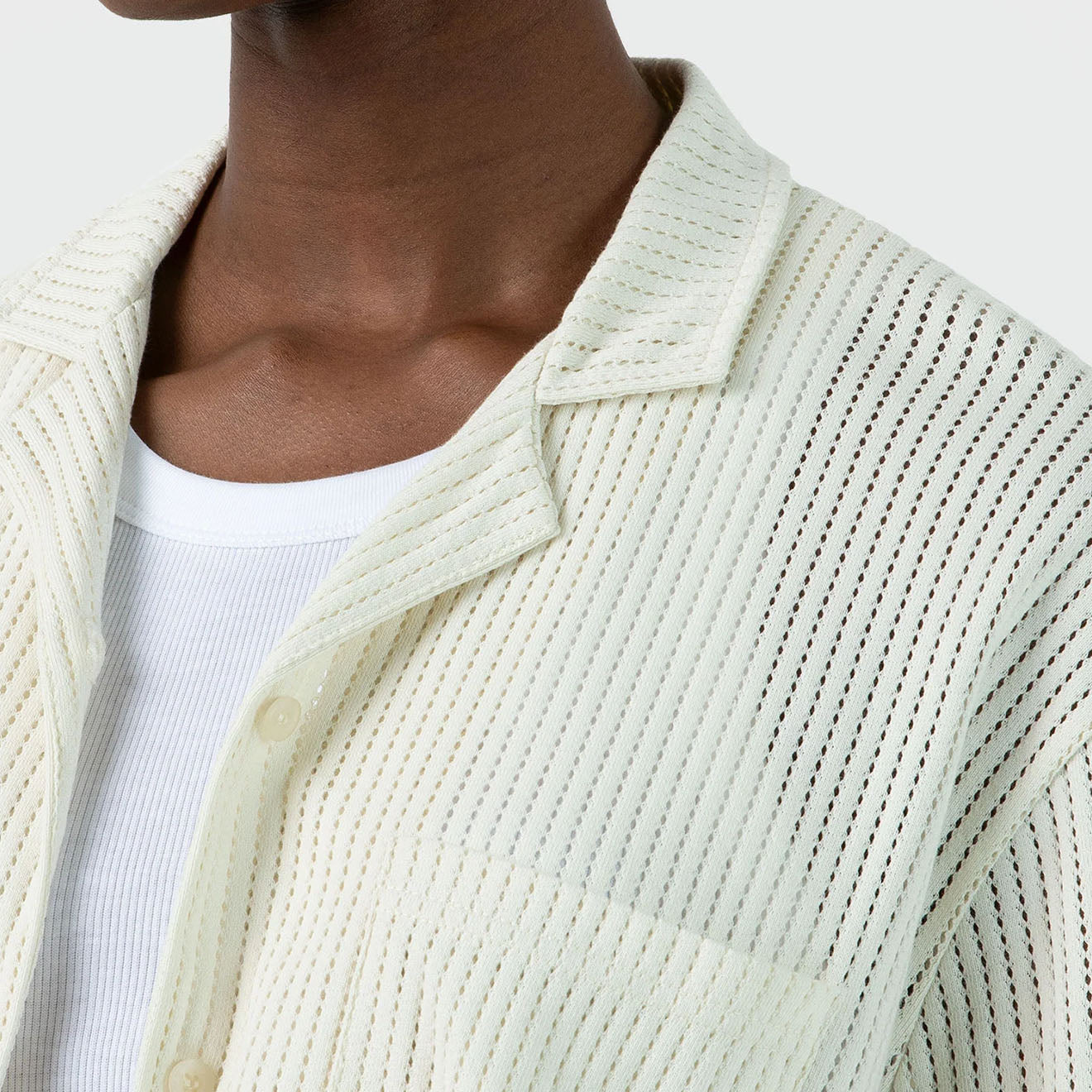 Sunspel Womens Lace Mesh Shirt Ecru - pam pam