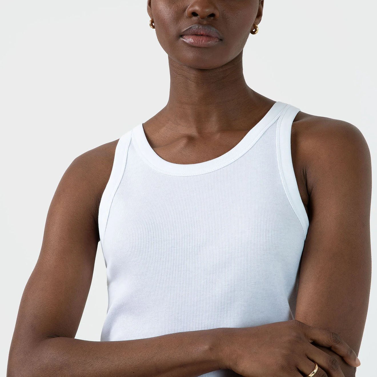 Sunspel Womens Ribbed Tank Top White - pam pam