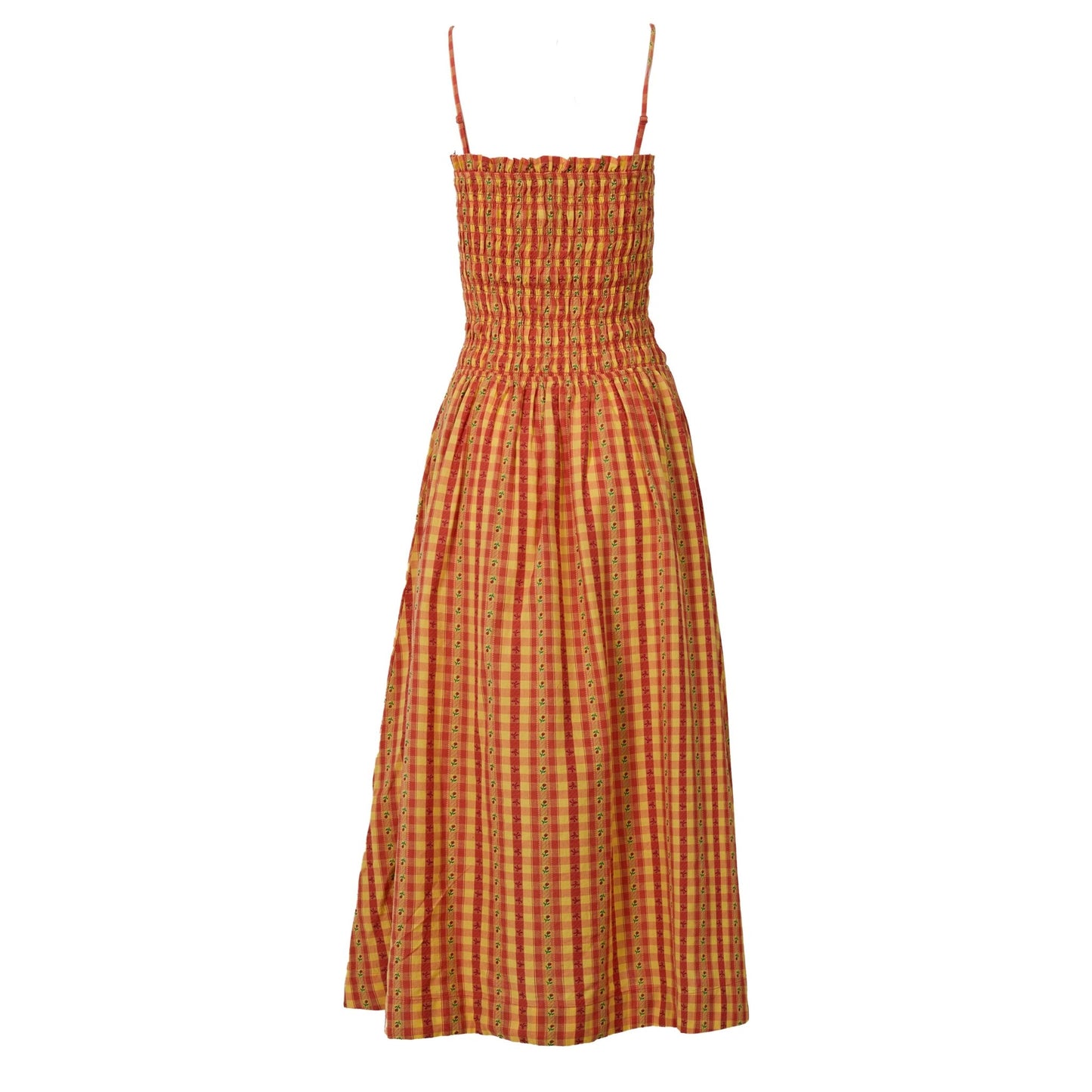 Damson Madder Grace Strappy Midi Dress Orange Margot Gingham - pam pam