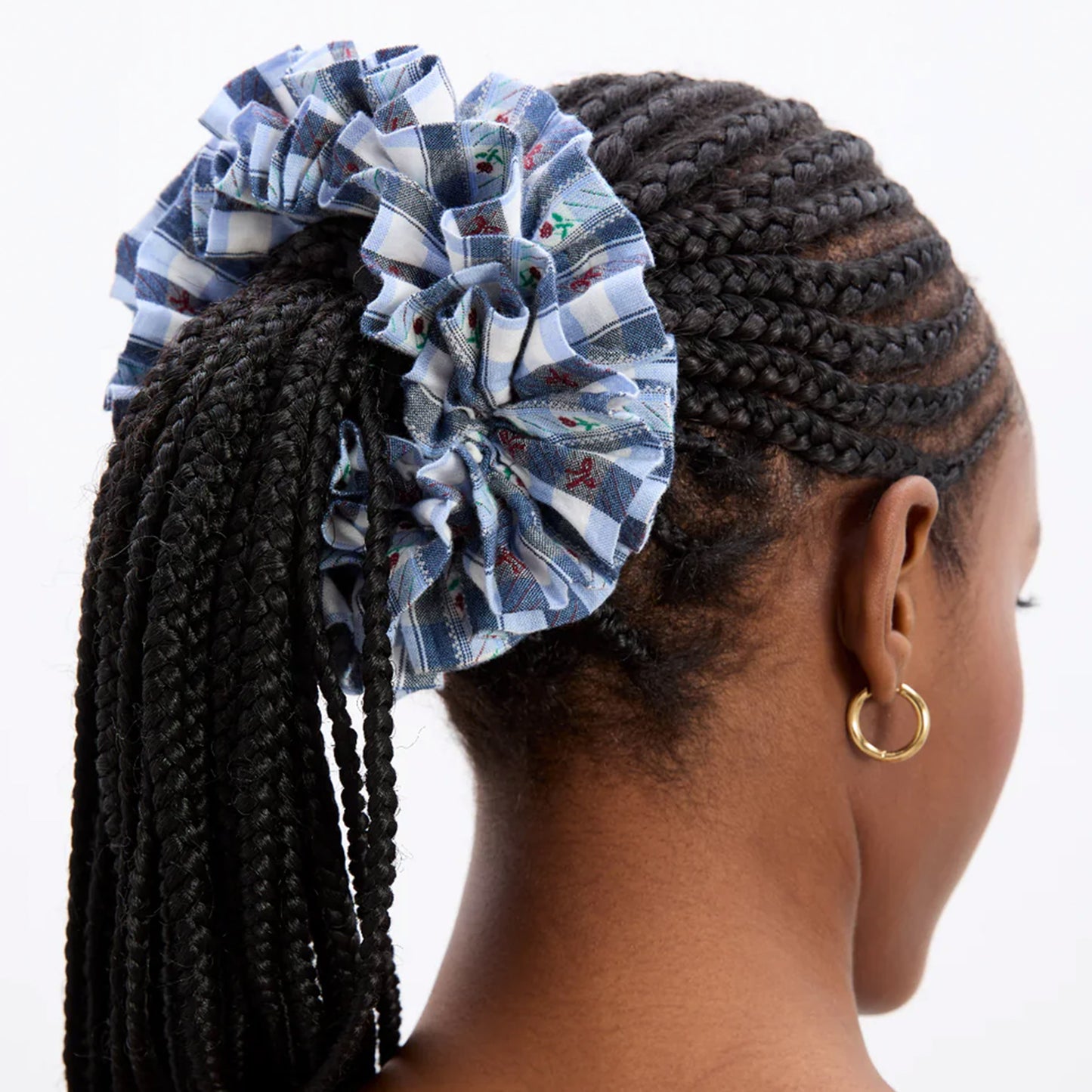Damson Madder Garter Scrunchie Navy Margot Gingham - pam pam