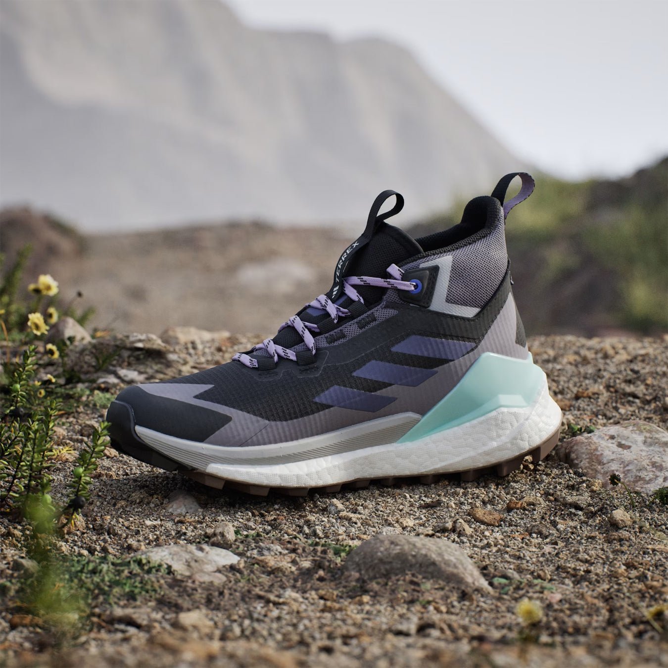 Adidas Terrex Womens Free Hiker 2.0 Gore-Tex Hiking Shoes Core Black / Preloved Violet / Taupe Oxide - pam pam