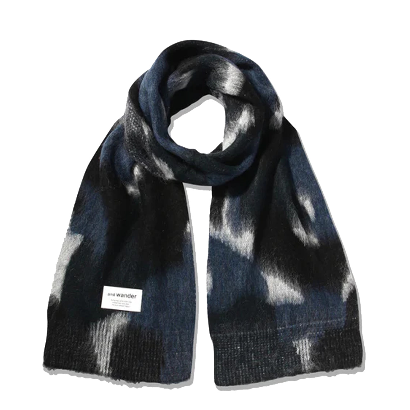 And Wander Mix Color Shaggy Knit Stole Black Mix