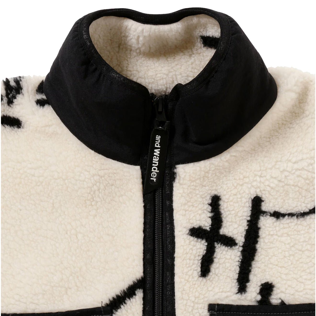 And Wander Womens Daijiro Ohara Map Key Boa Jacket Off White - pam pam