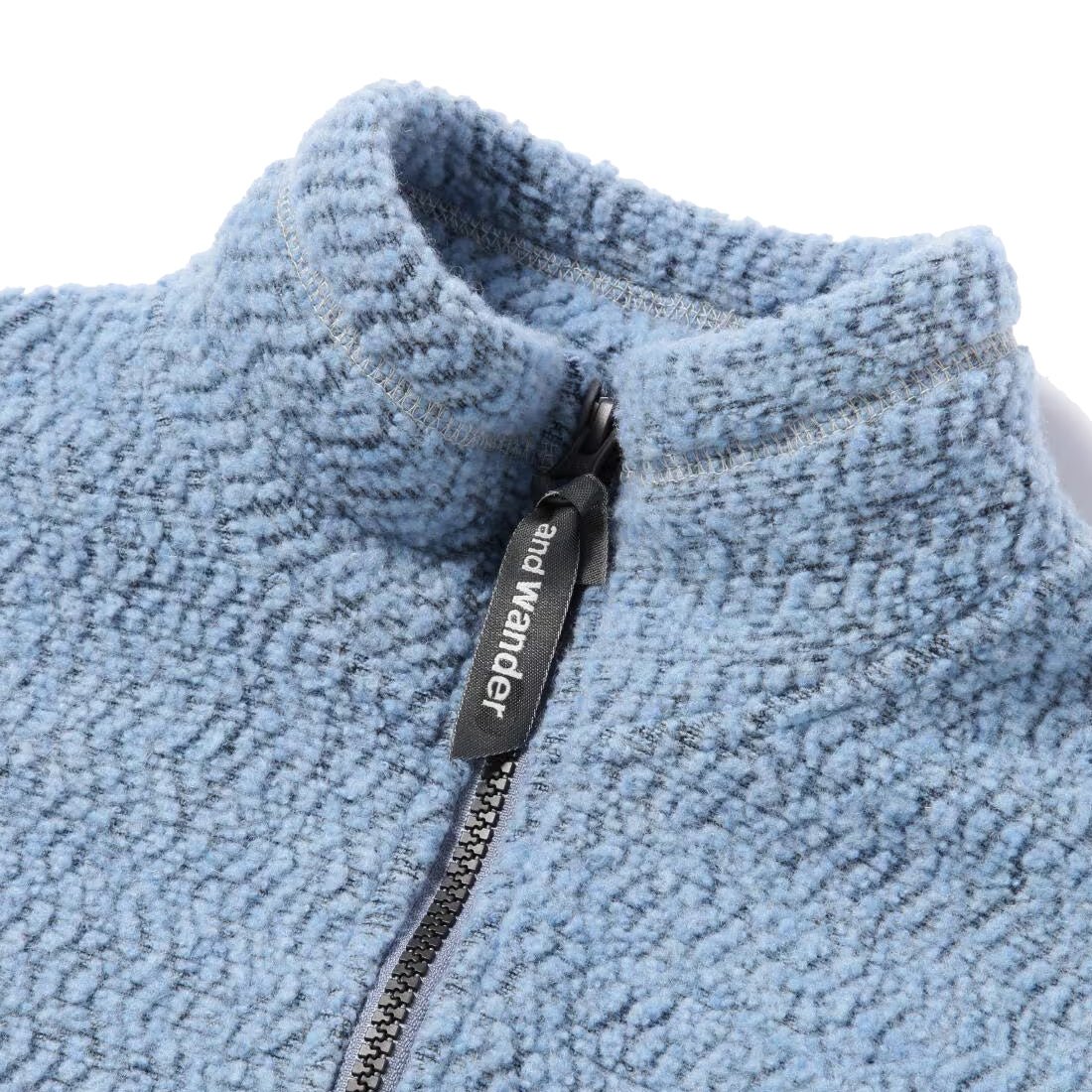 And Wander Womens Re Wool Jq Stand Zip Light Blue - pam pam