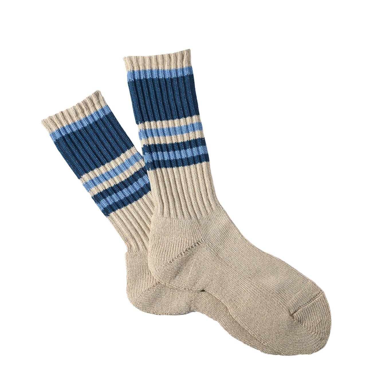 Anonymous Ism Hemp Random Line Pile Crew Socks Blue - pam pam