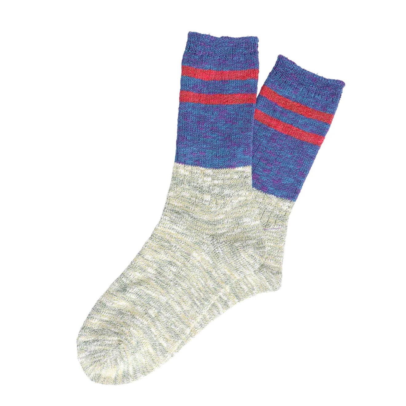 Anonymous Ism Slub Stripes Sock Crew Indigo - pam pam
