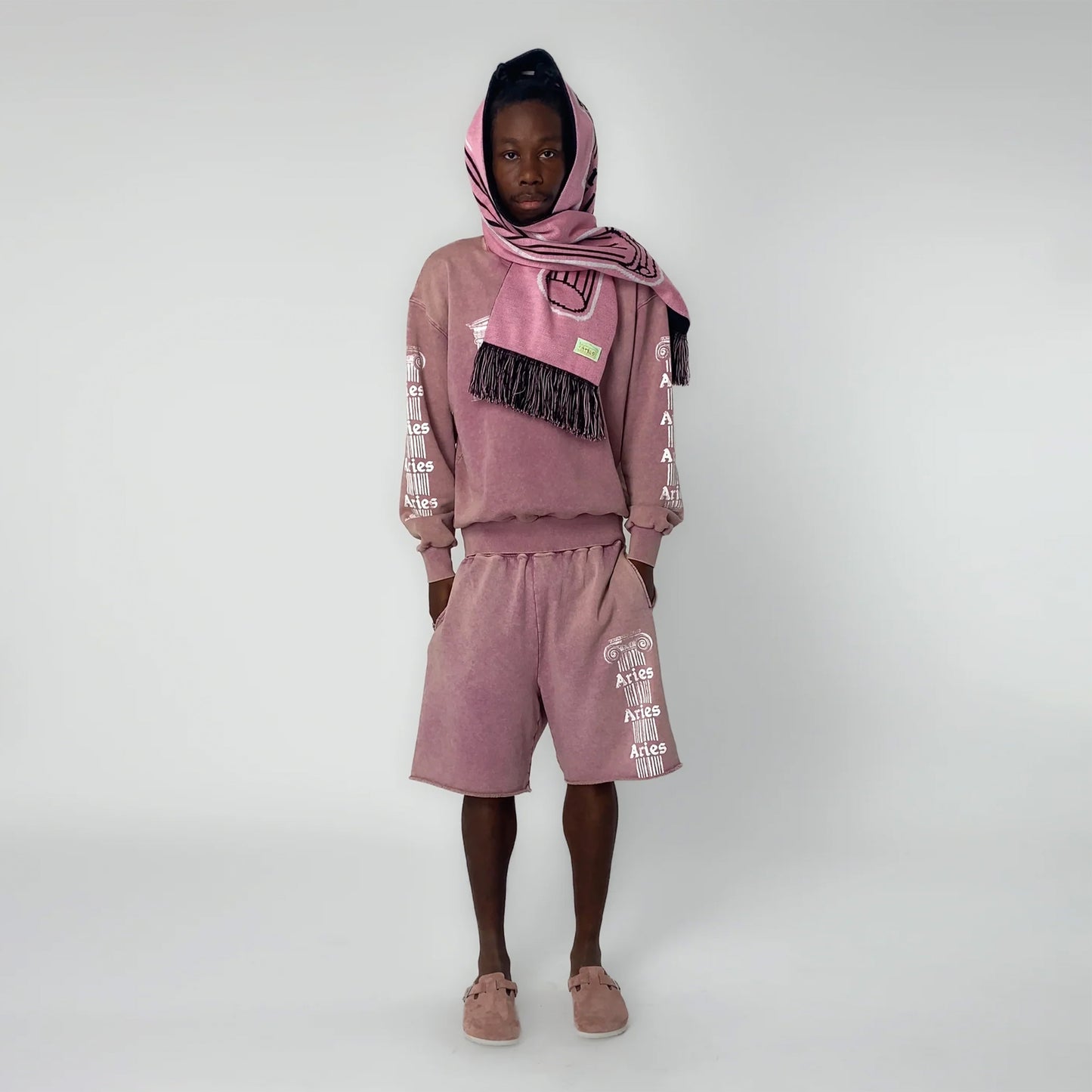 Aries Womens Aged Ancient Column Sweat Pink - pam pam