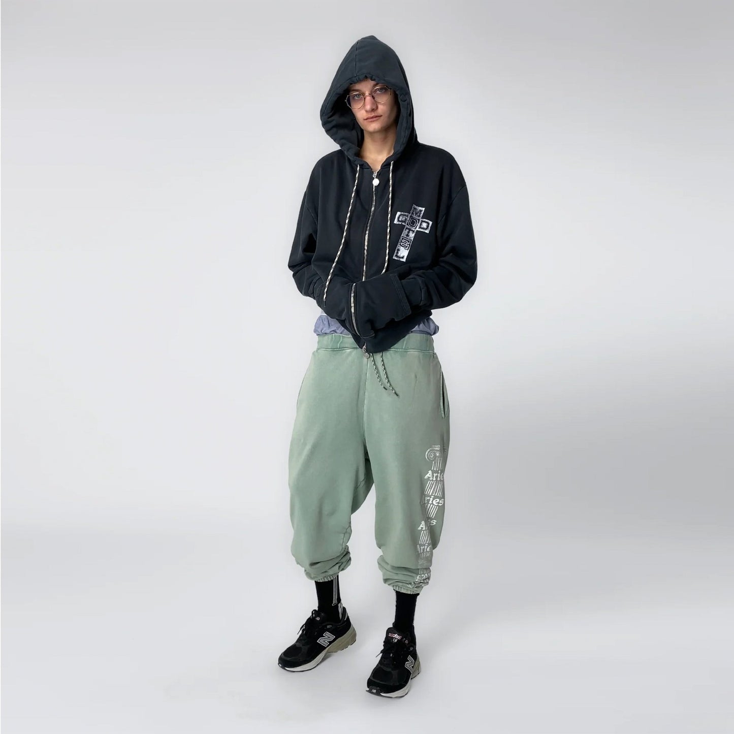Aries Womens Aged Ancient Column Sweatpant Green - pam pam