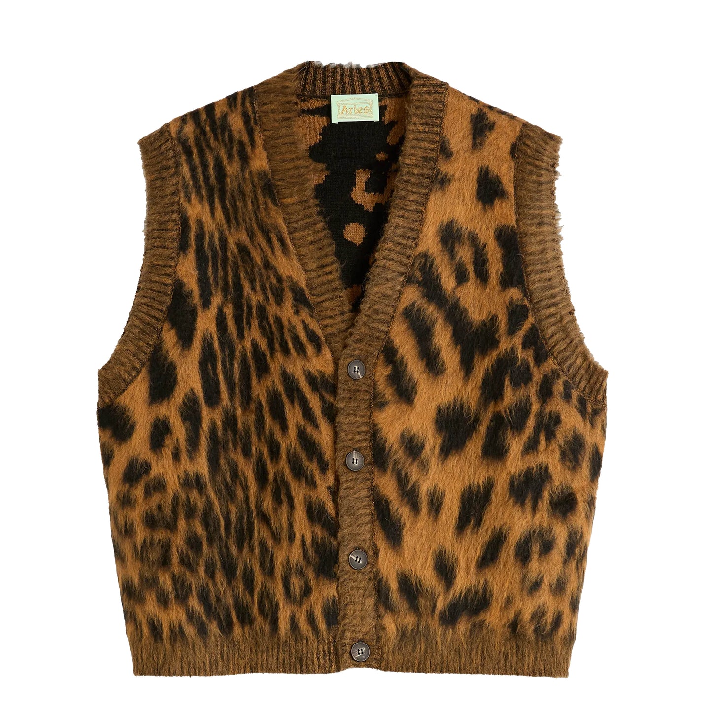 Aries Womens Brushed Leopard Vest Brown - pam pam