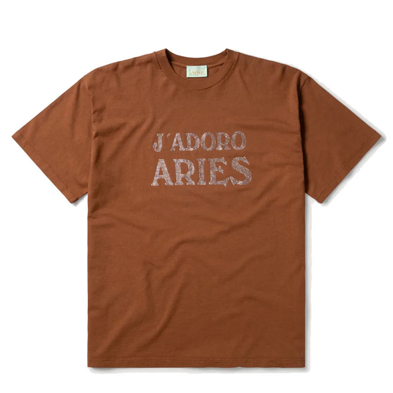 Aries Womens J'Adoro Aries Diamante SS Tee Baby Fit Brown - pam pam