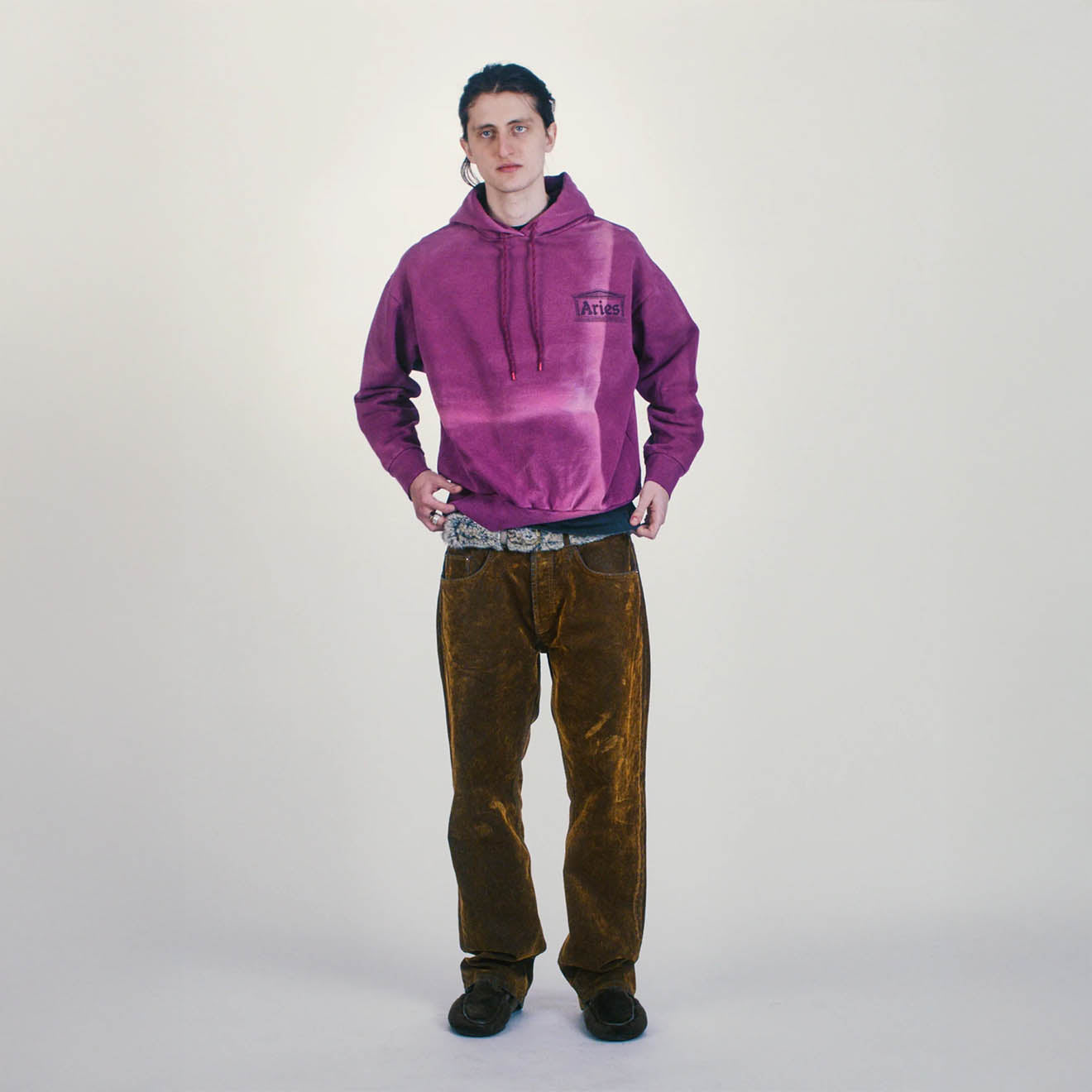 Aries Womens Premium Sunbleached Temple Hoodie Purple - pam pam