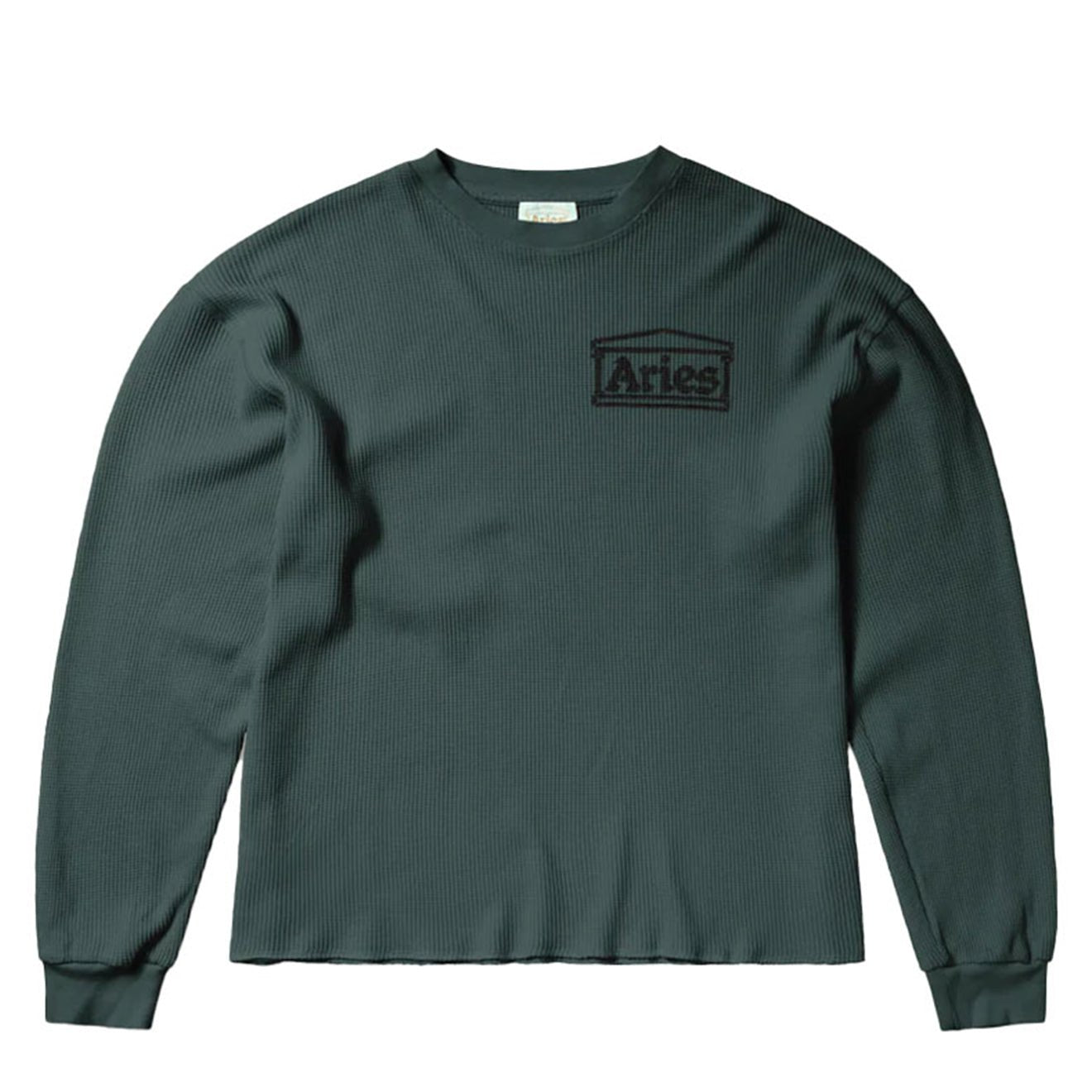 Aries Womens Waffle LS Tee Baby Fit Dark Olive - pam pam