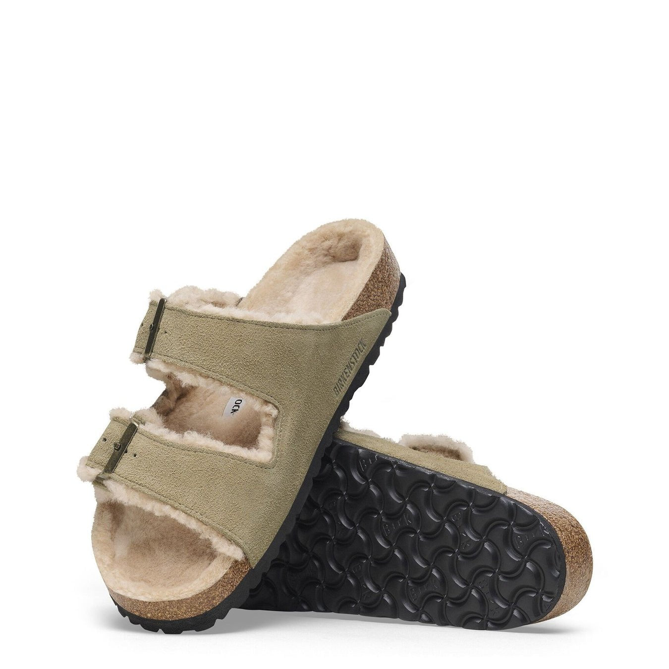 Birkenstock Womens Arizona Shearling Suede Leather Narrow Fit Taupe - pam pam