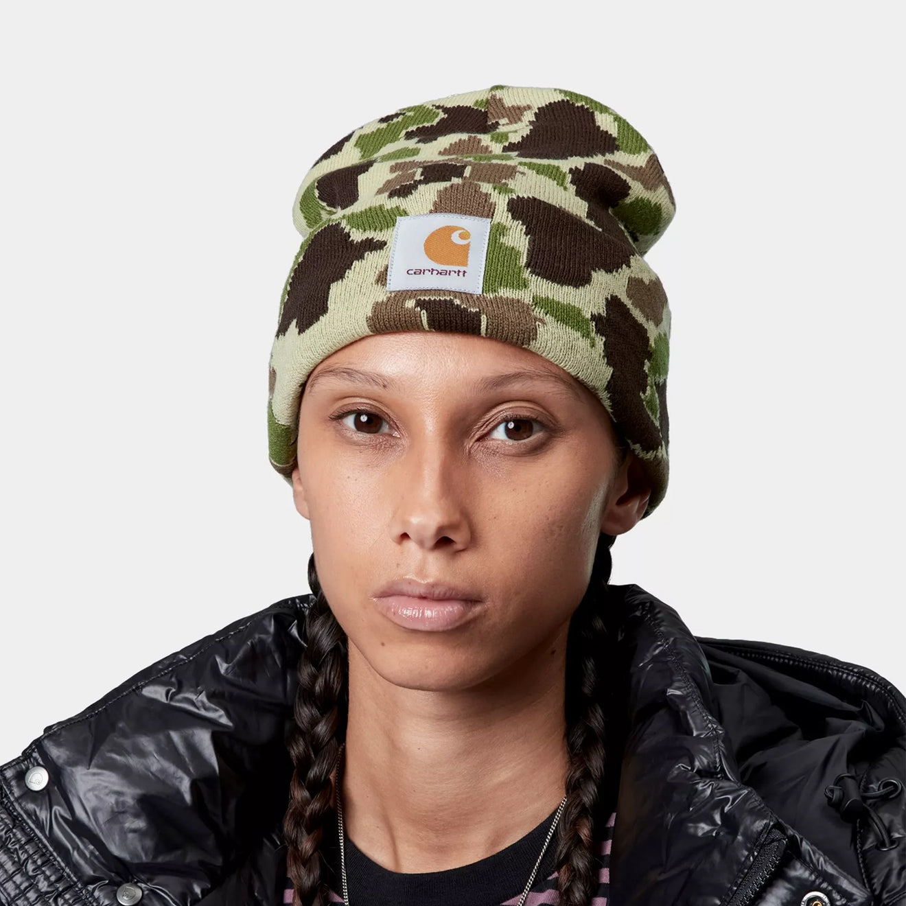 Carhartt WIP Camo Duck Beanie Camo Duck Jacquard Green - pam pam