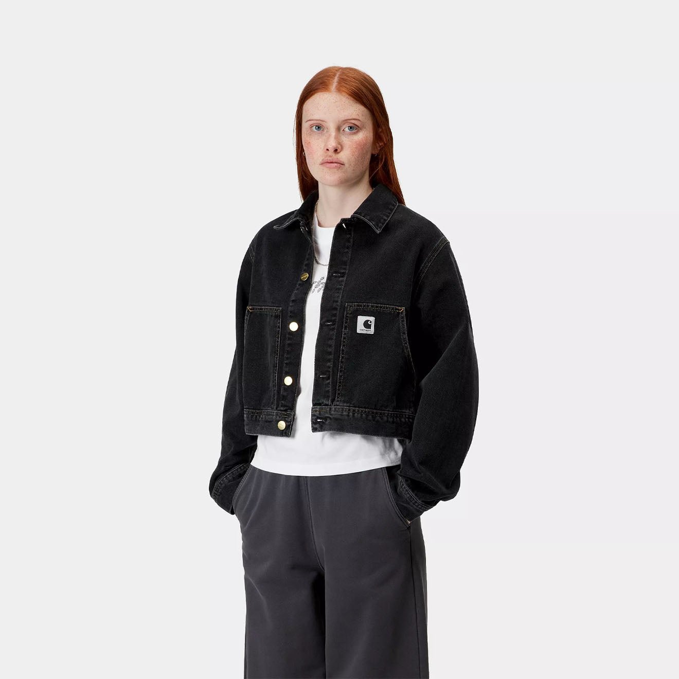 Carhartt WIP Womens Arca jacket Black Stone Washed - pam pam