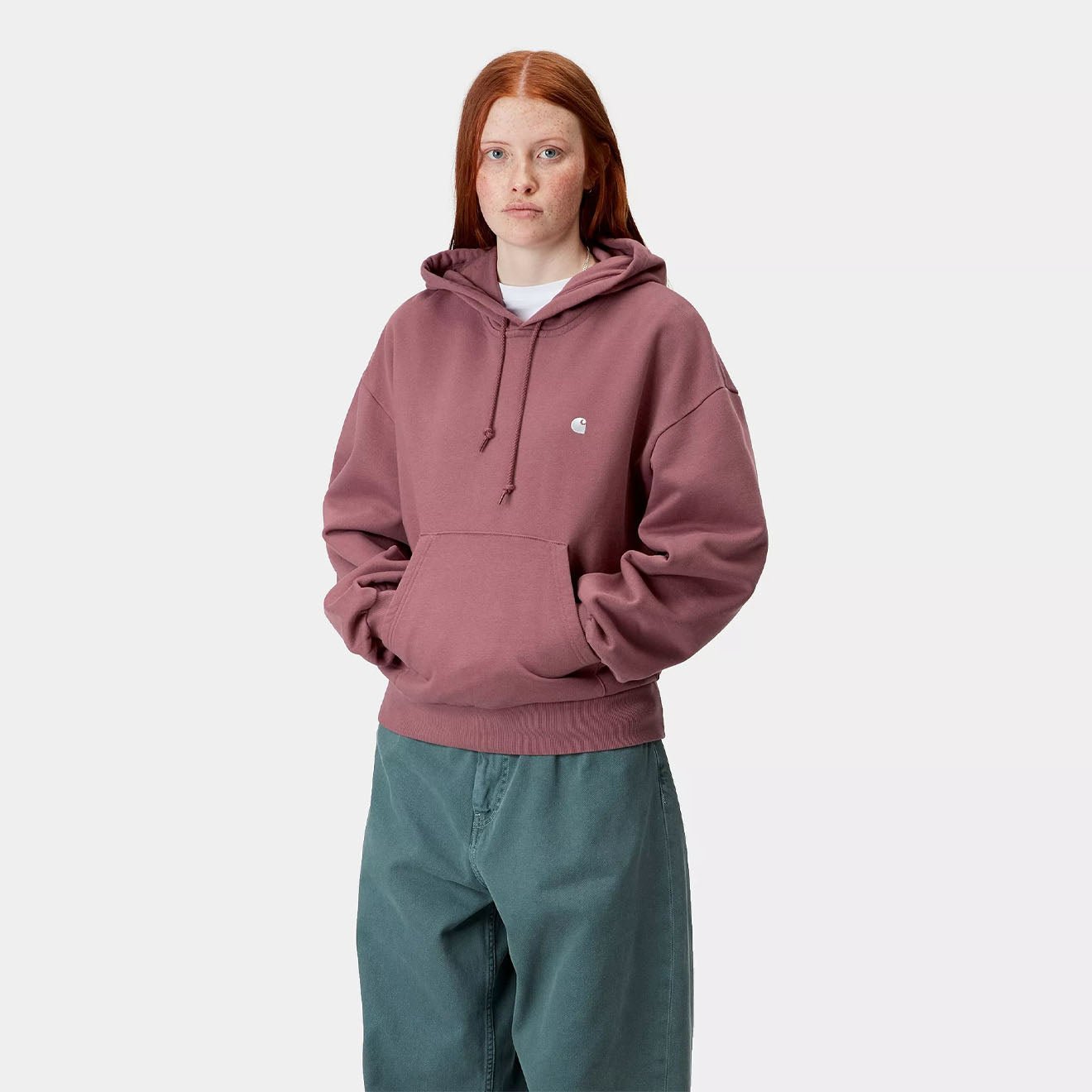 Carhartt WIP Womens Hooded Casey Sweatshirt Dusky Pink / Silver - pam pam