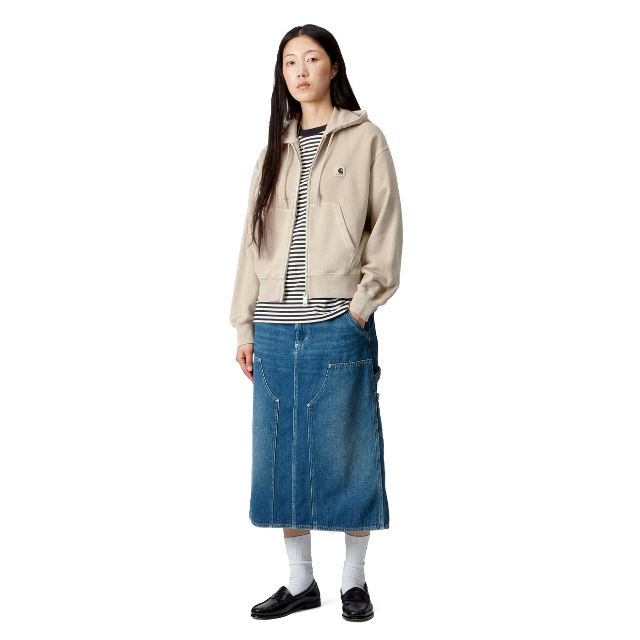 Carhartt WIP Womens Hooded Nelson Jacket Fleur De Sel Garment Dyed - pam pam