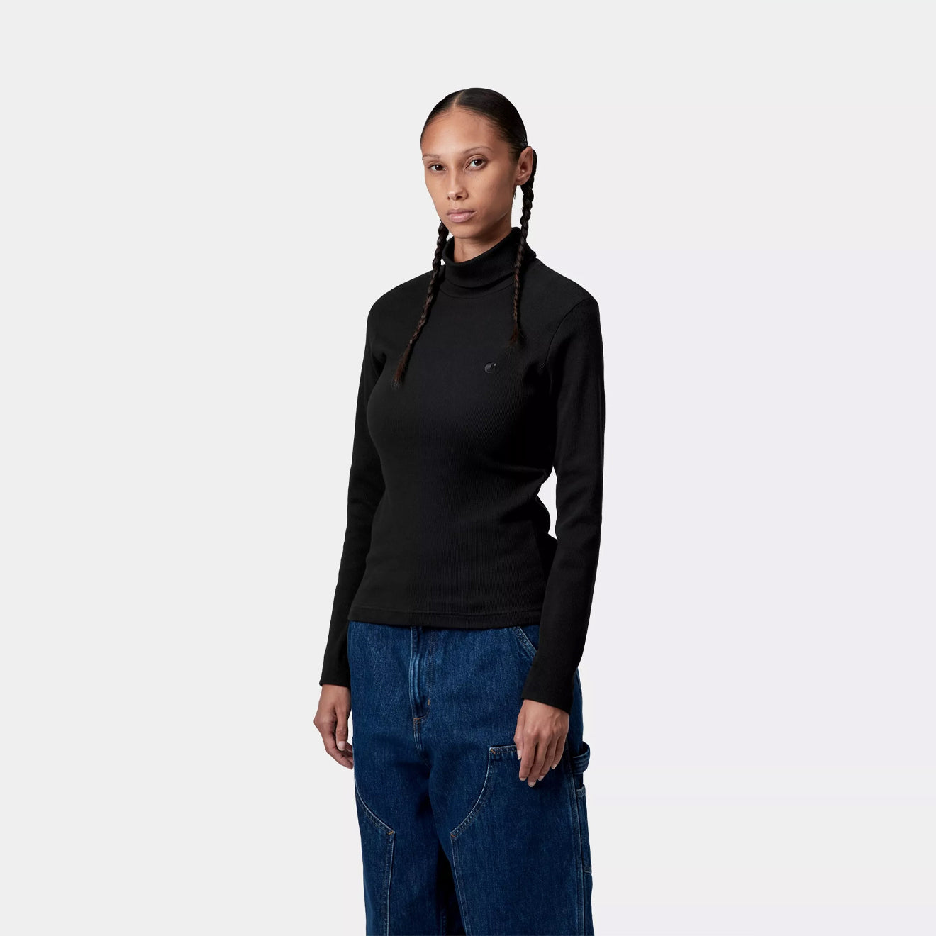 Carhartt WIP Womens L/S Philipa Mockneck T-Shirt Black - pam pam