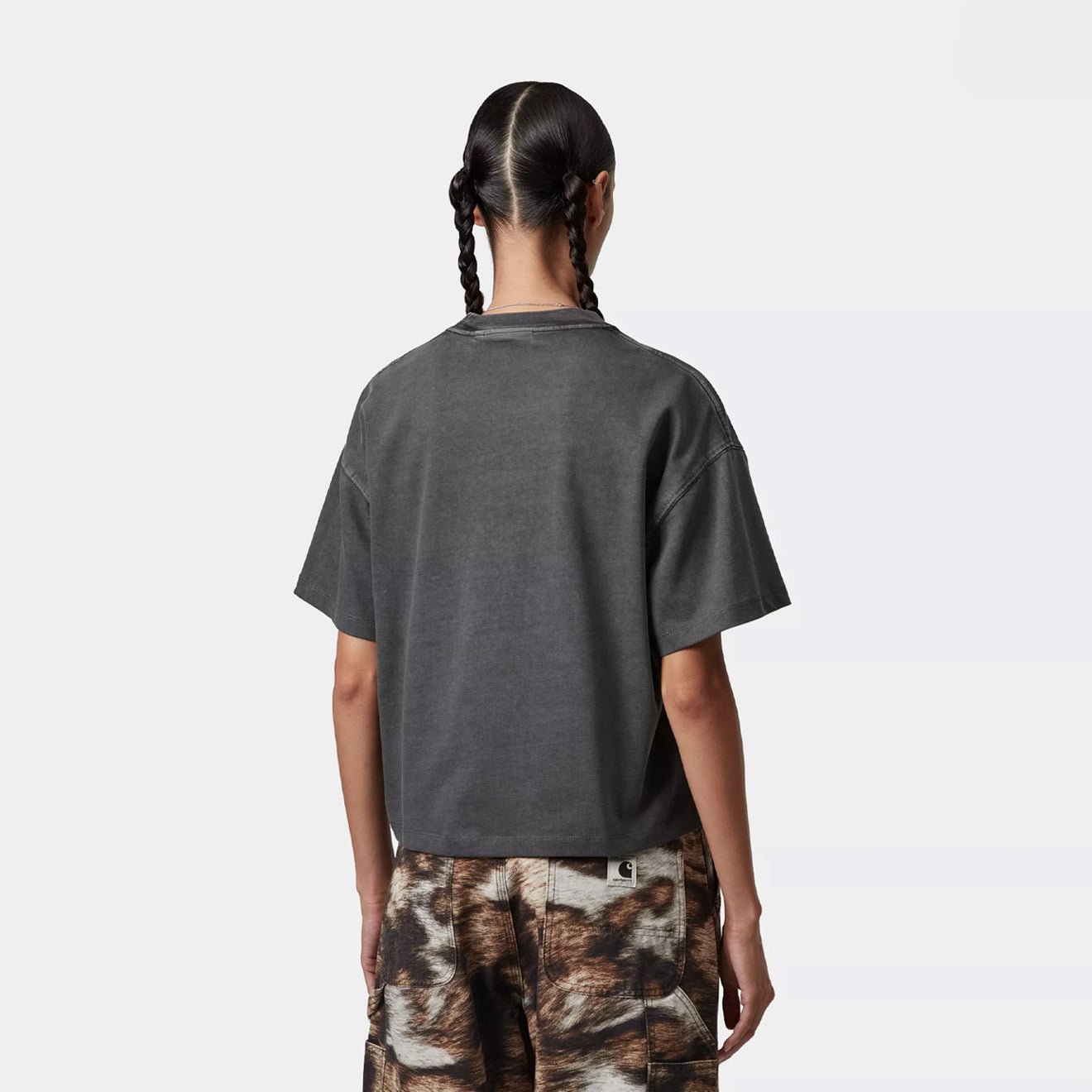 Carhartt WIP Womens S/S Benton T-Shirt Graphite Garment Dyed - pam pam