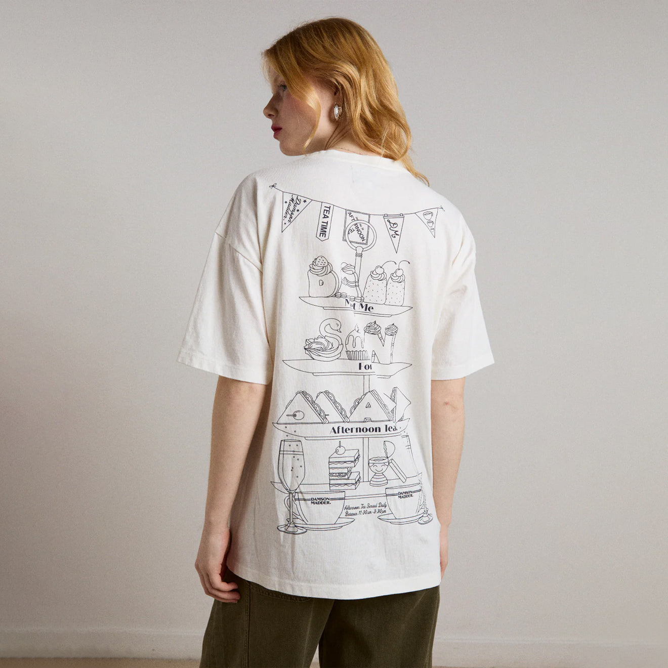 Damson Madder Afternoon Tea Boyfriend Tee White - pam pam