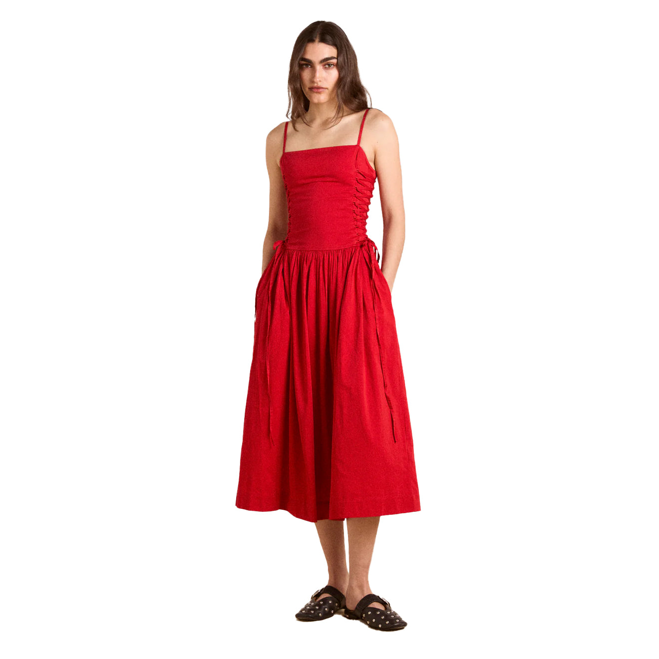 Damson Madder Angelina Cotton Satin Dress Fig - pam pam