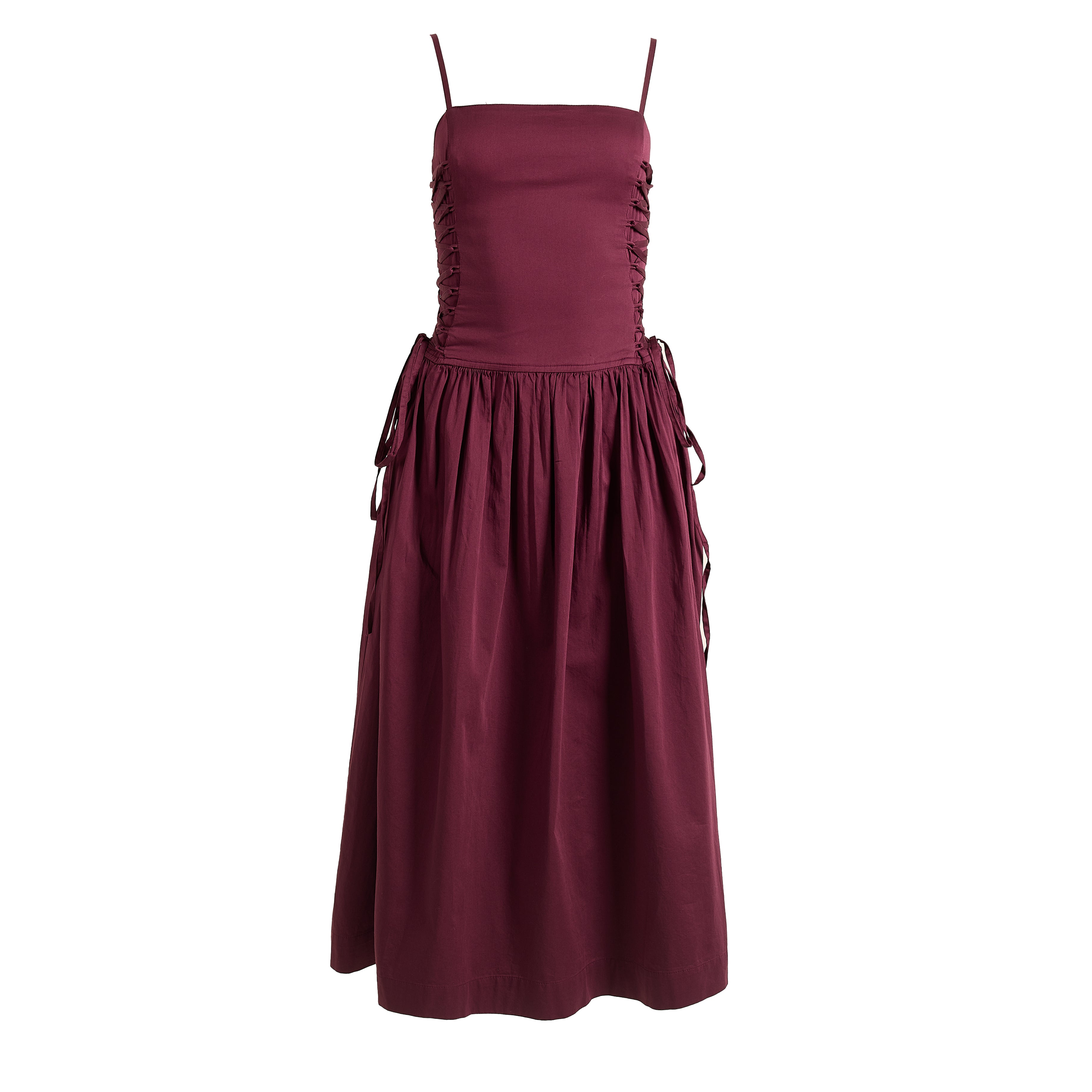 Damson Madder Angelina Cotton Satin Dress Fig | pam pam