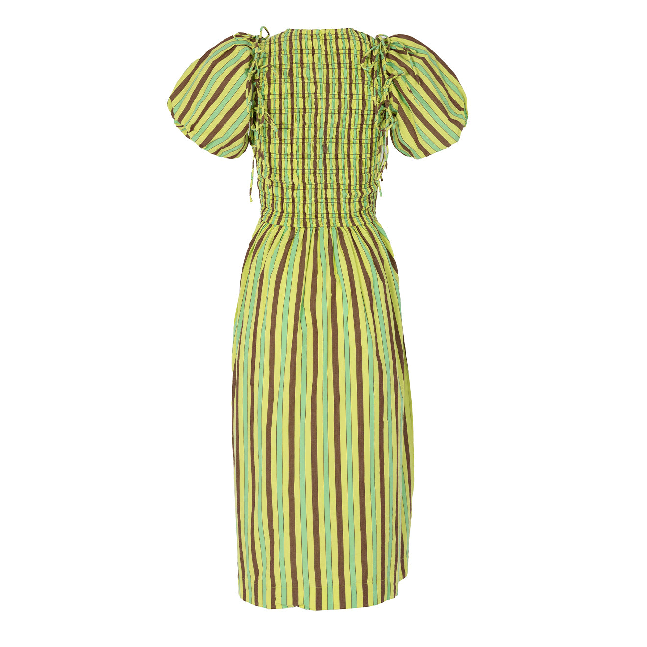 Damson Madder Becca Midi Dress Tropical Business Stripe - pam pam