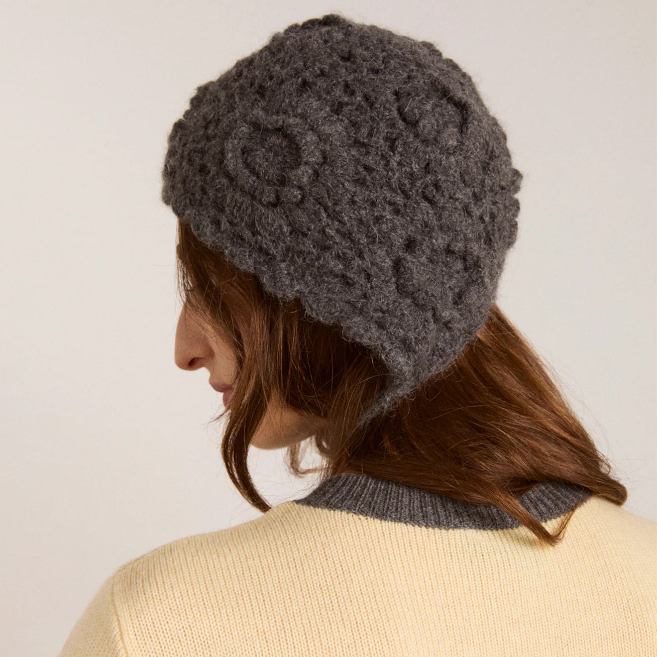Damson Madder Crochet Bonnet Charcoal Marl