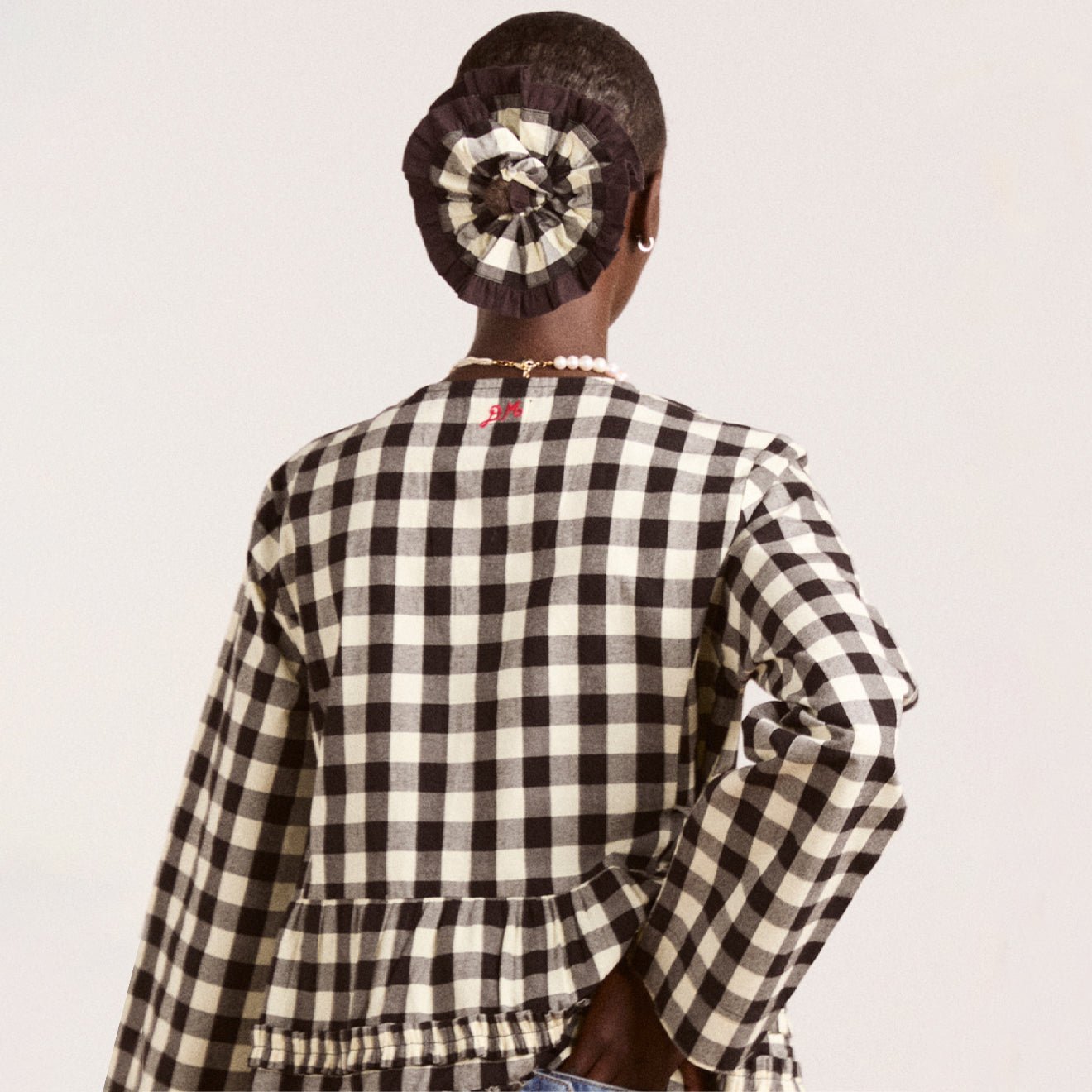 Damson Madder Frill Edge Scrunchie Butter Gingham - pam pam
