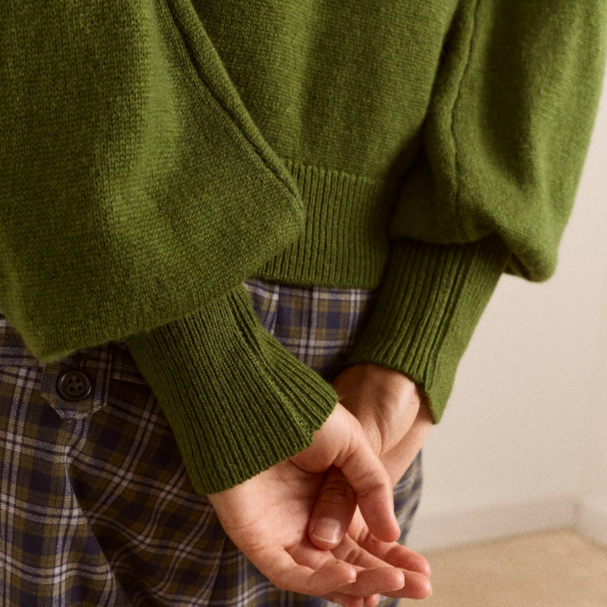 Damson Madder Marla Wool Cashmere Blend Cardigan Green