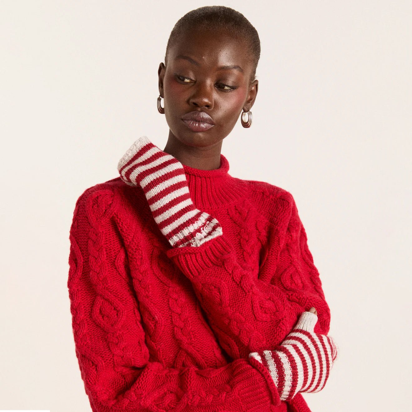 Damson Madder Mittens Red / Burg Stripe - pam pam