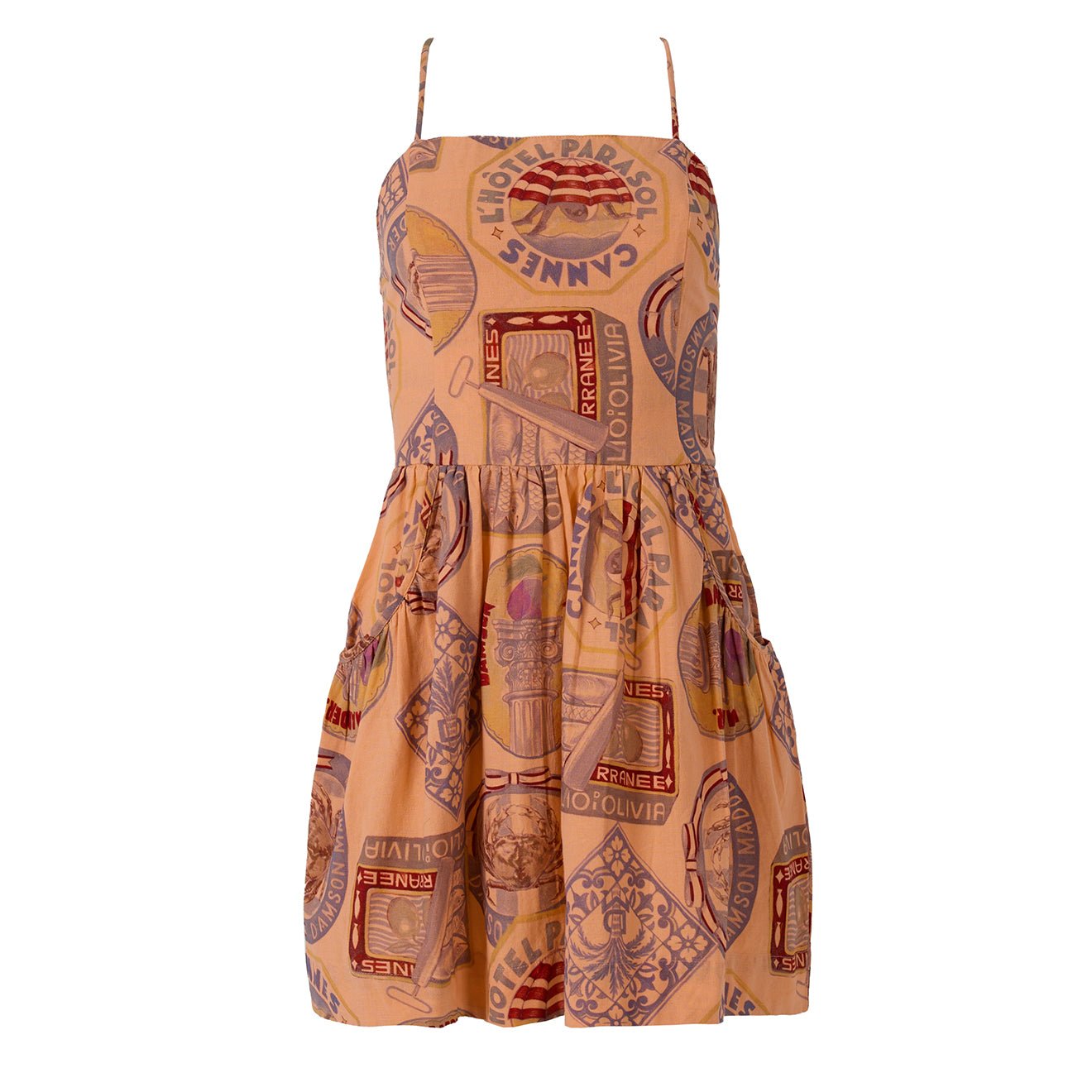 damson madder orange dress Peaches Mini Apron Dress