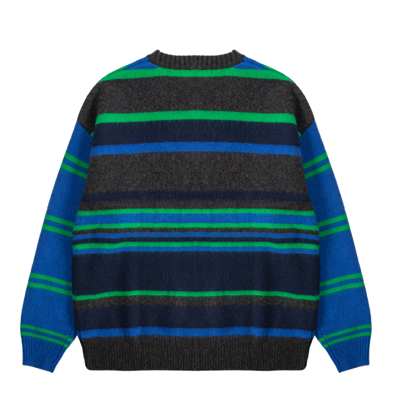 Damson Madder Rene Merino Wool V Jumper Green / Blue Stripe