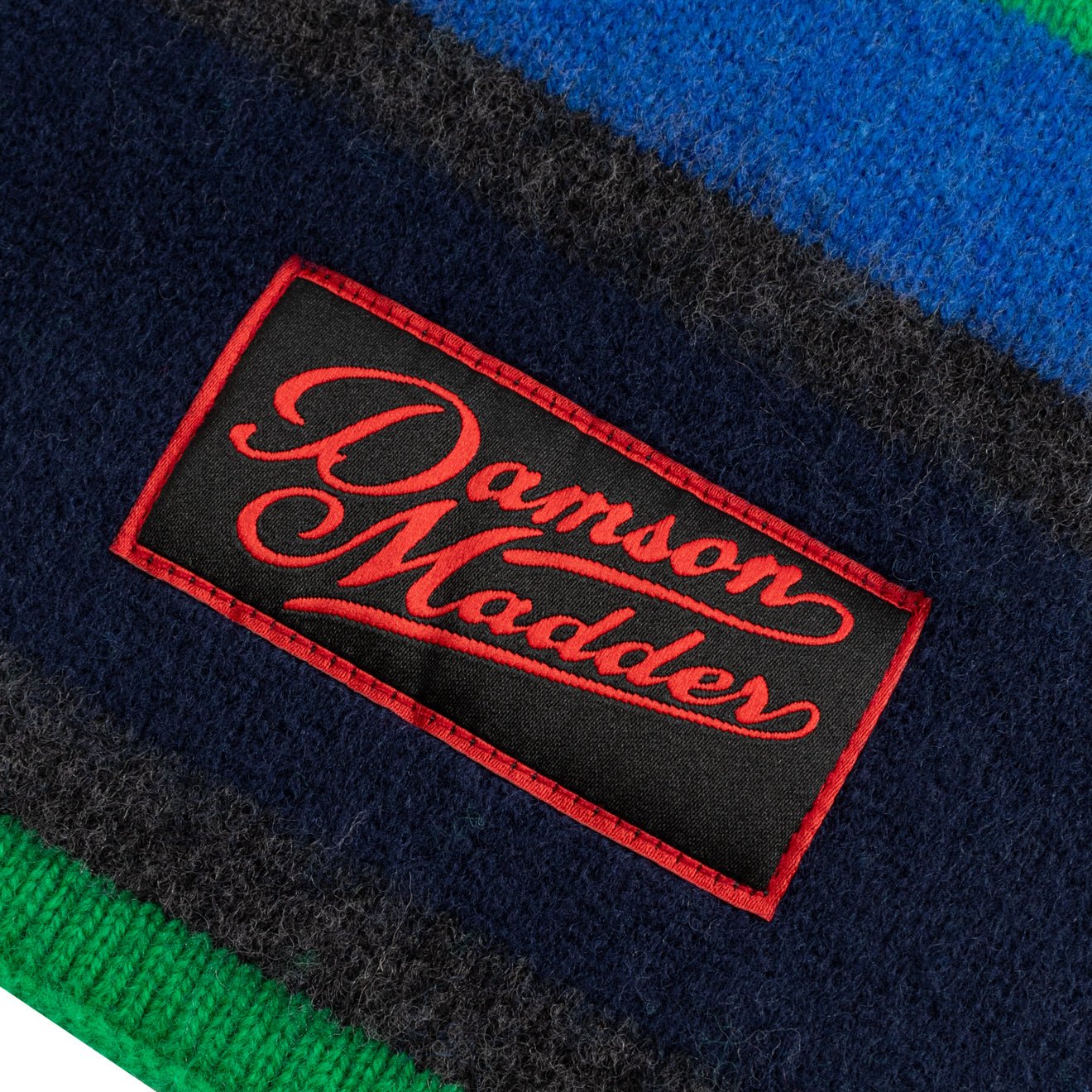 Damson Madder Rene Scarf In Merino Wool Green / Blue Stripe - pam pam
