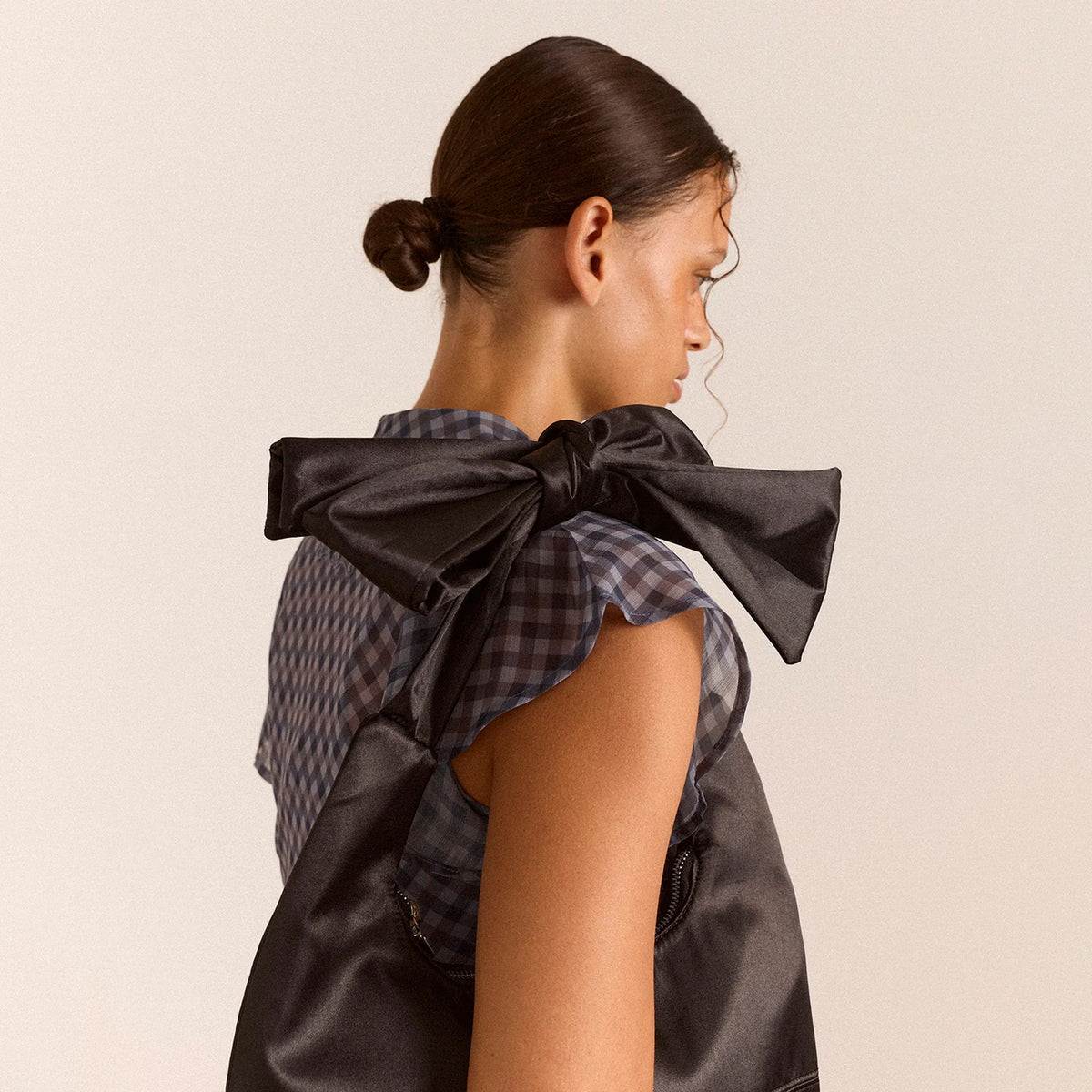 Damson Madder Roo Bow Tie Satin Bag Black