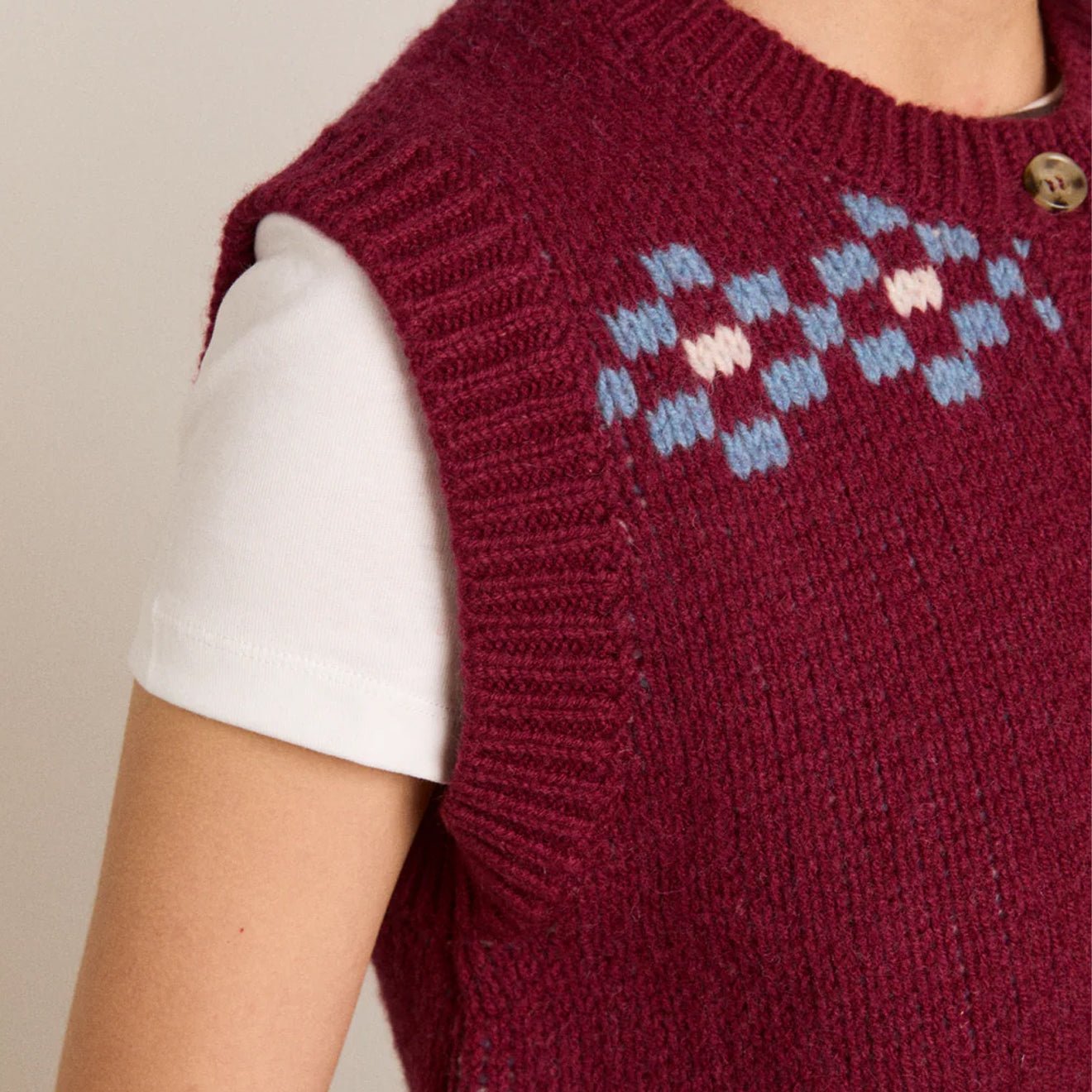 Damson Madder Sofie Wool Vest Novelty Intarsia - pam pam