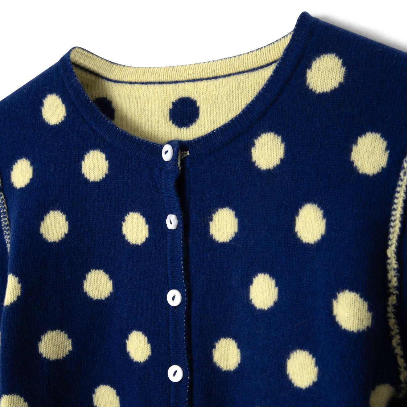 Damson Madder Tabitha Reversible Cardigan Navy / Butter Spot - pam pam