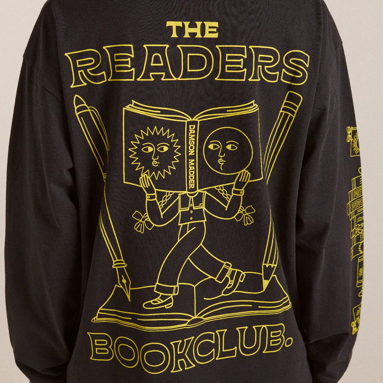 Damson Madder The Reader L/S Tee Charcoal - pam pam