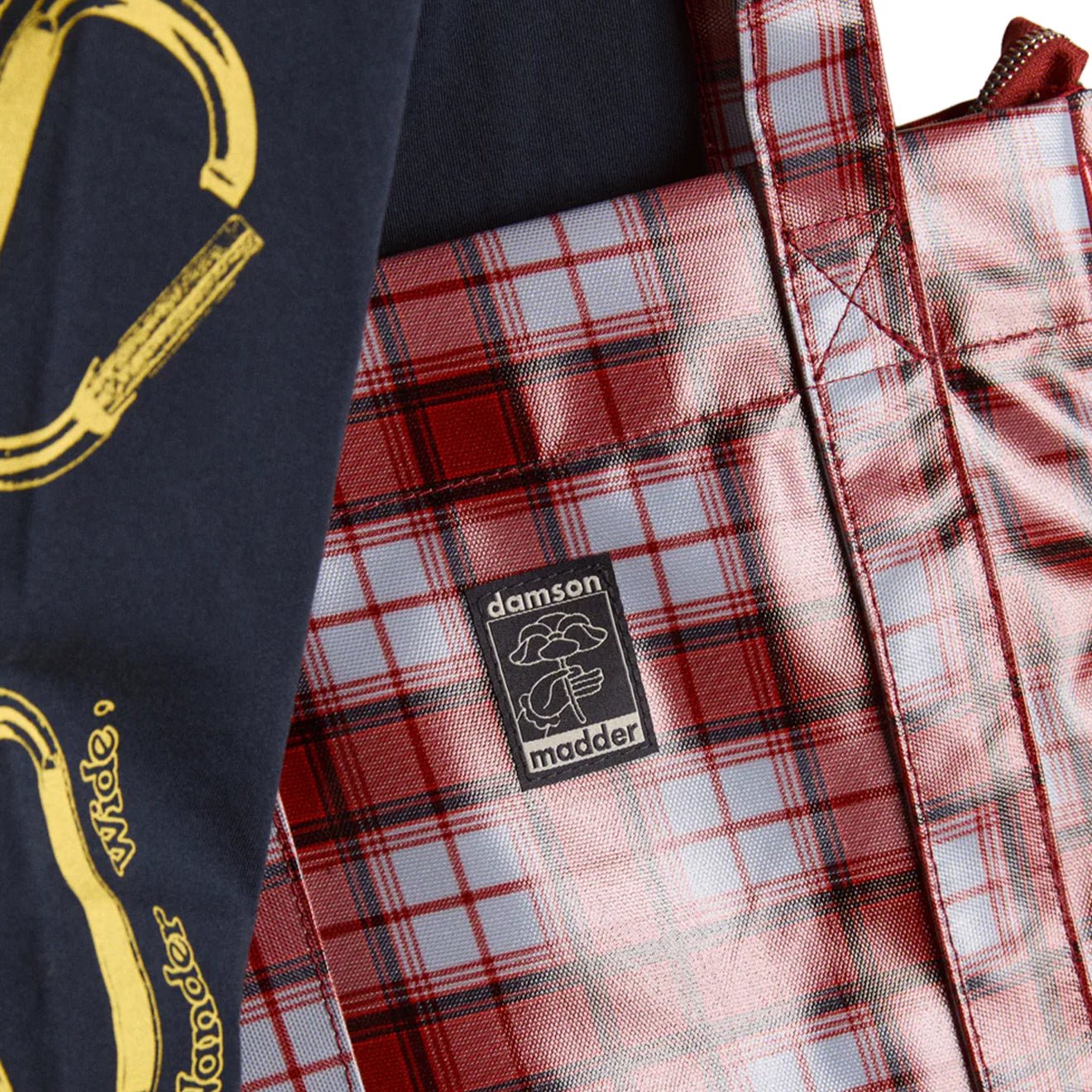 Damson Madder Tote Blue Fog Multi Check - pam pam