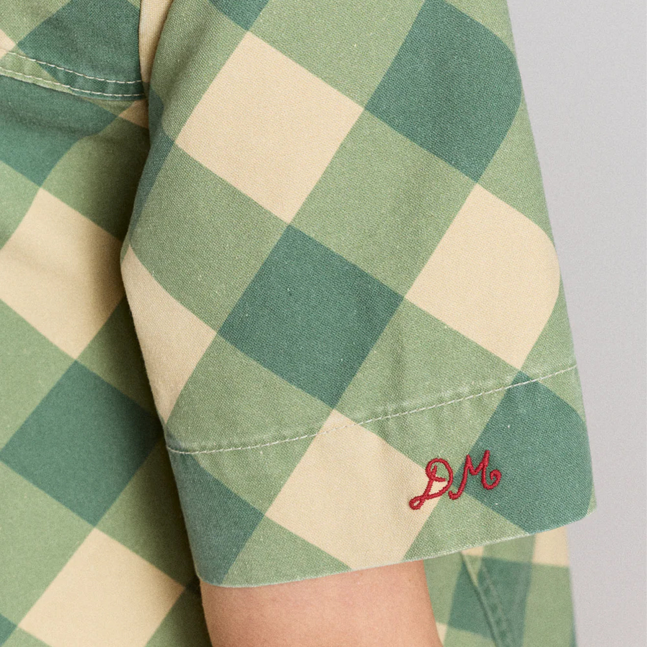 Damson Madder Womens Bridget Mini Dress Green Butter Gingham - pam pam