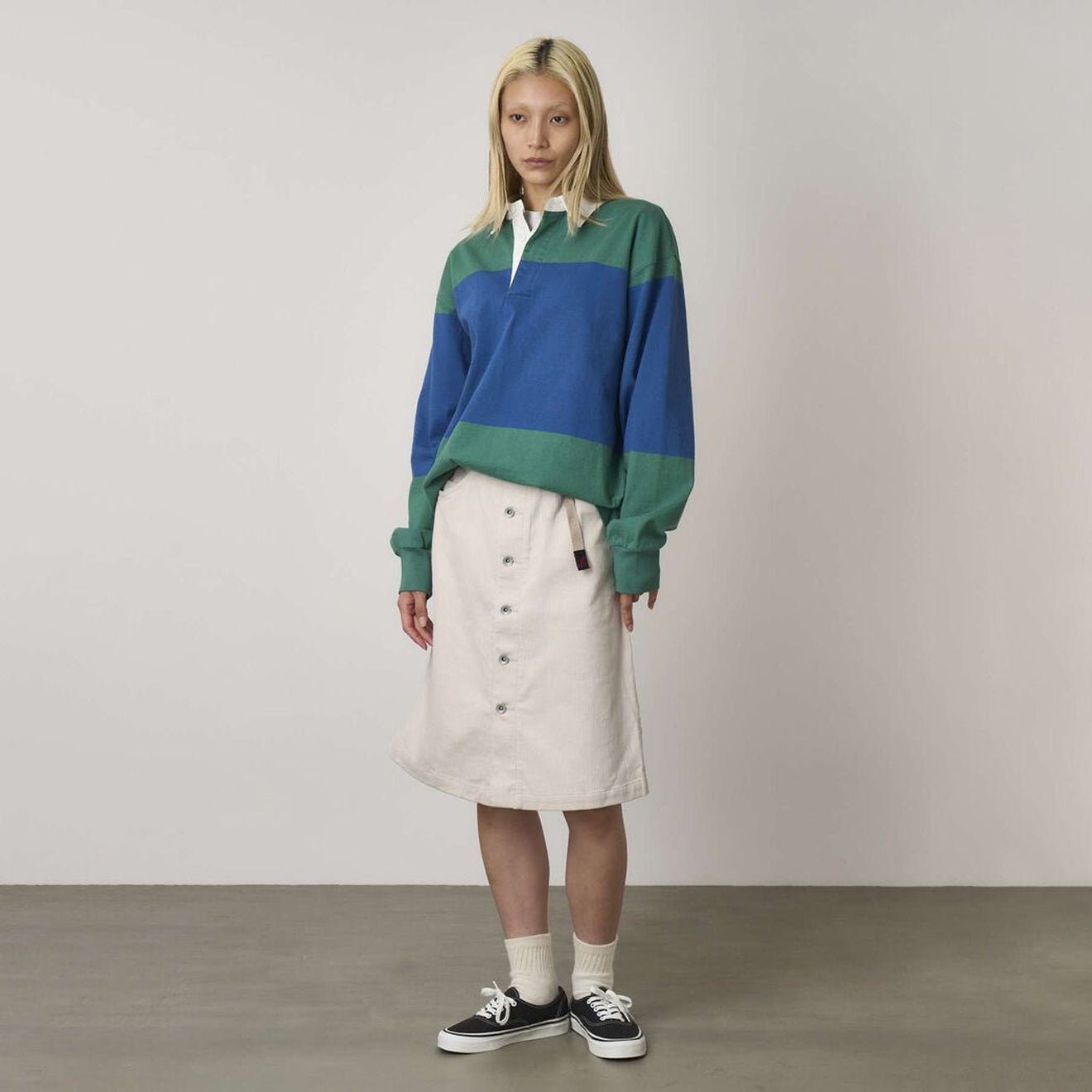 Gramicci Womens Buttoned Down Midi Skirt Bone - pam pam