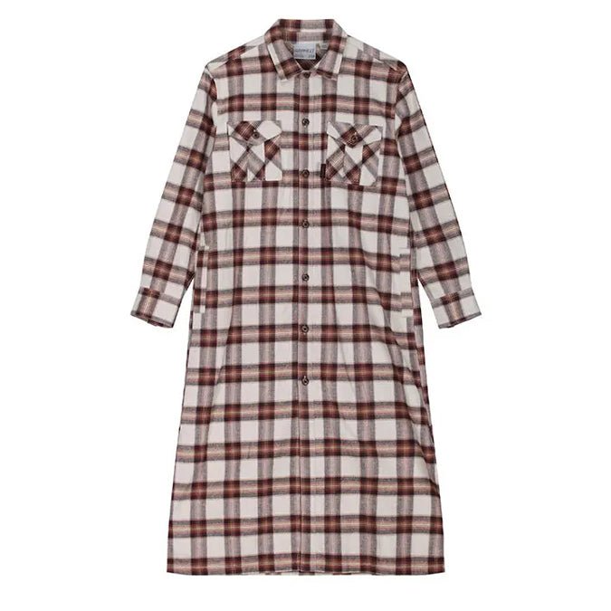 Gramicci Flannel Shirt Dress Beige - pam pam