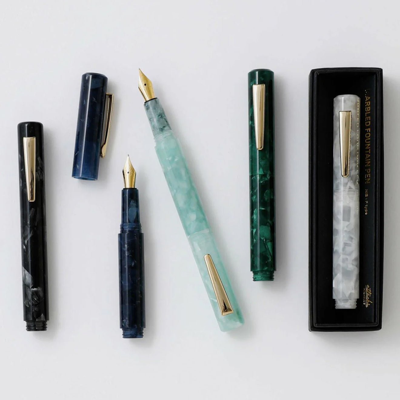 Hightide Attache Marbled Fountain Pen Mint - pam pam