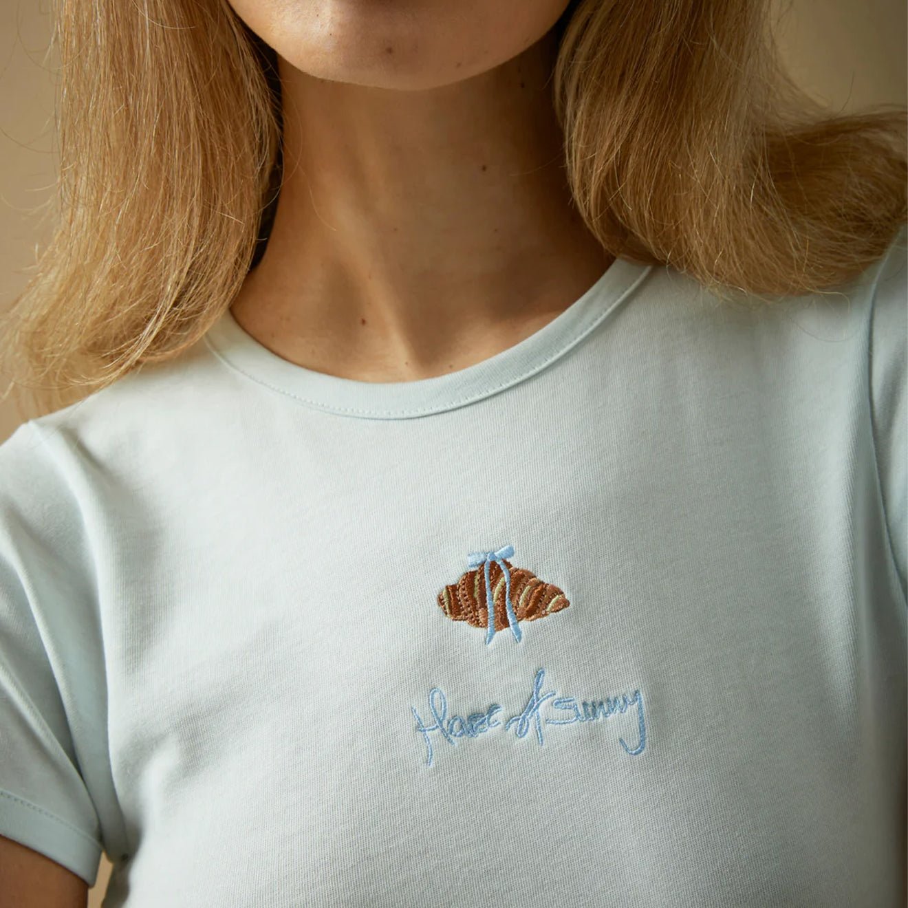 House of Sunny Croissant Baby Tee Soft Blue - pam pam