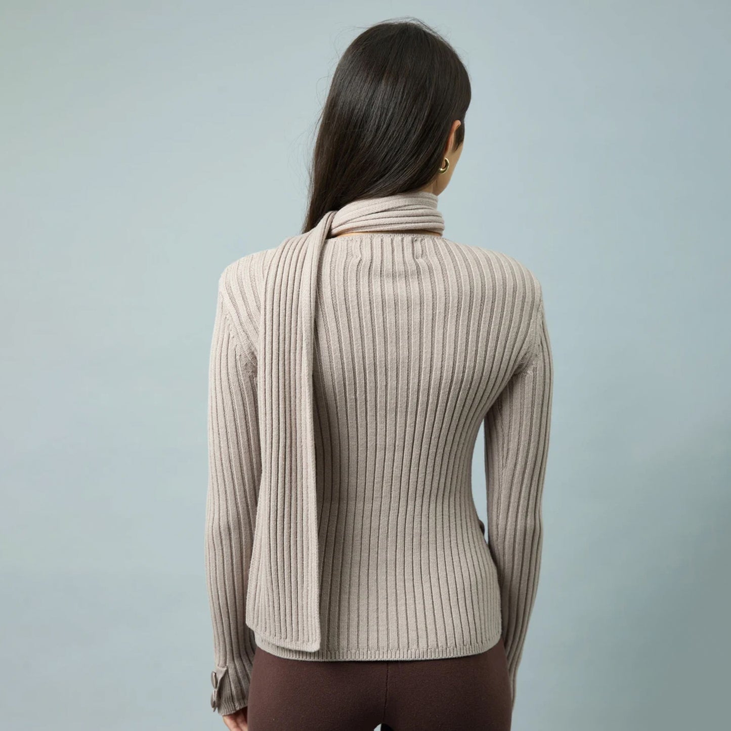 House of Sunny Womens Power Peggy Rib Knit Taupe