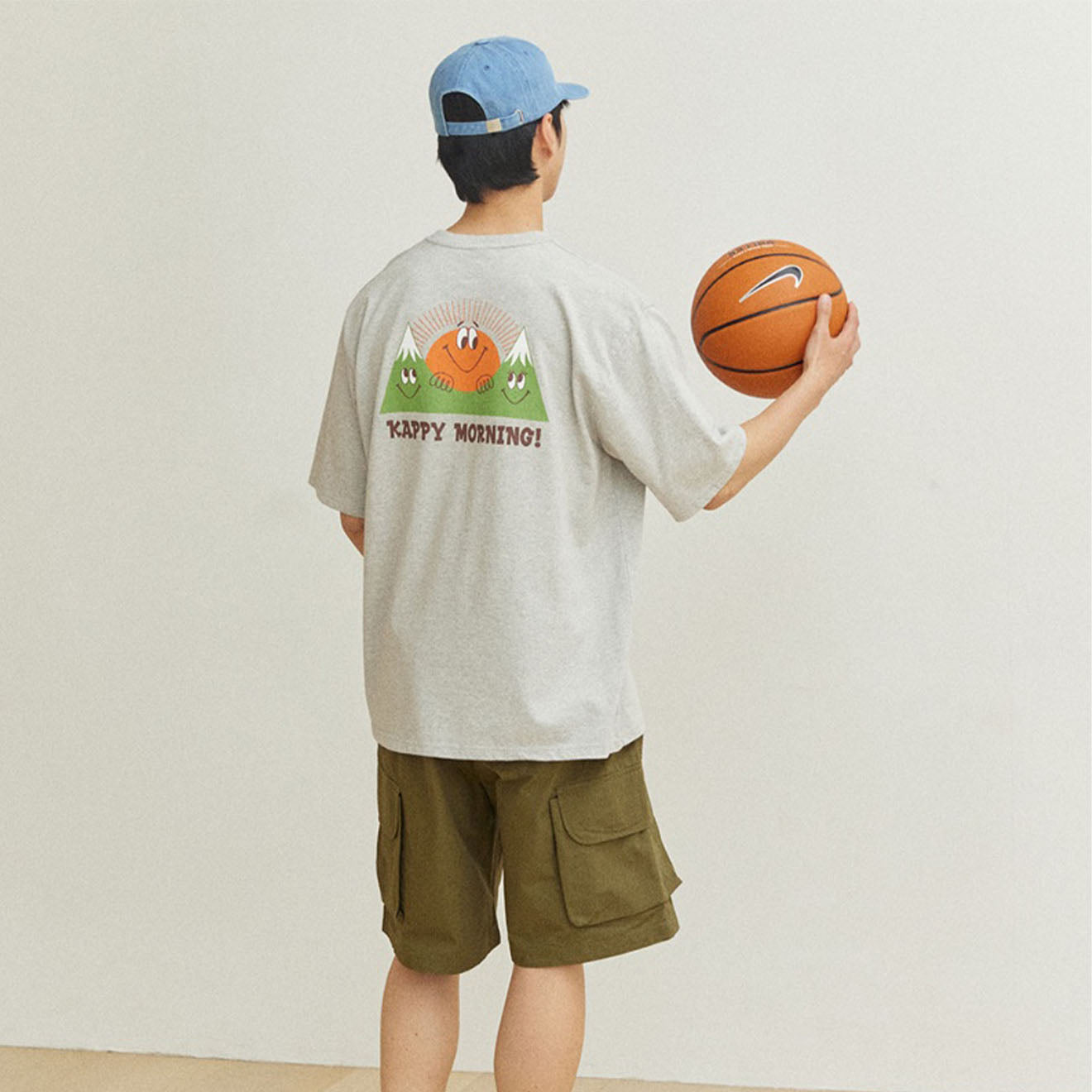 Kappy Kappy Morning Half T-Shirt Toru Fukuda Edition Melange Gray - pam pam