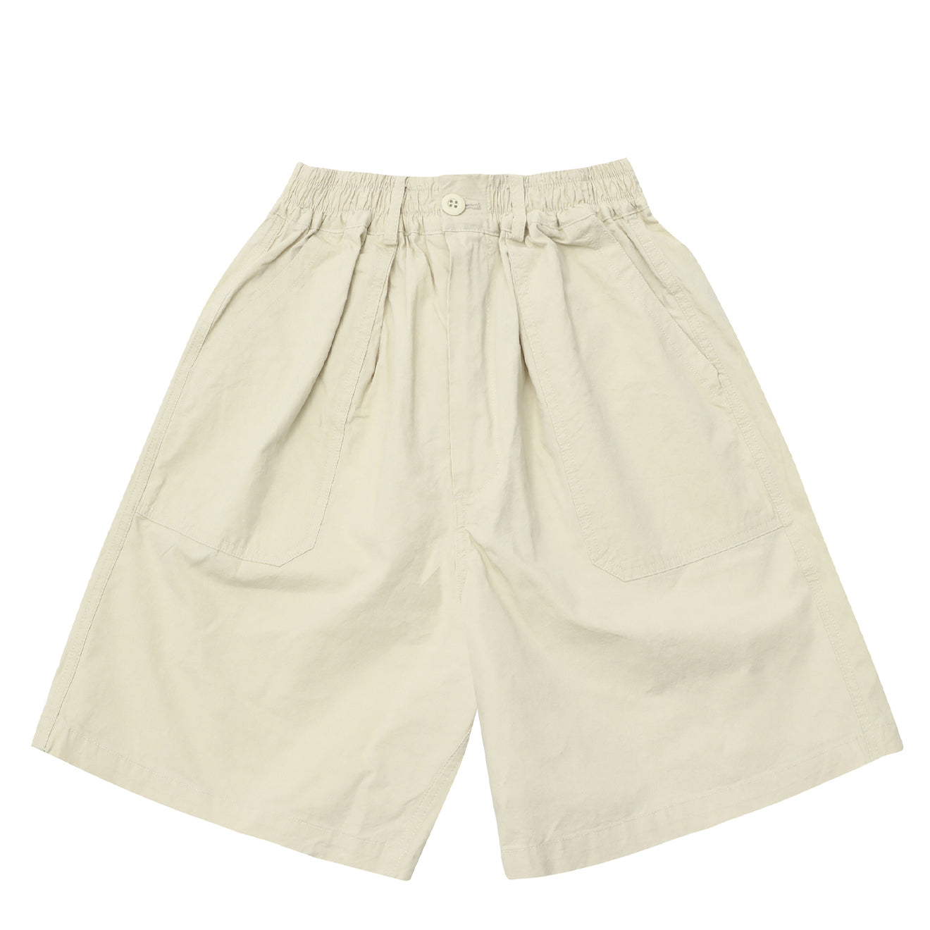 Kappy One Tuck Wide Fatigue Half Pants Cream - pam pam
