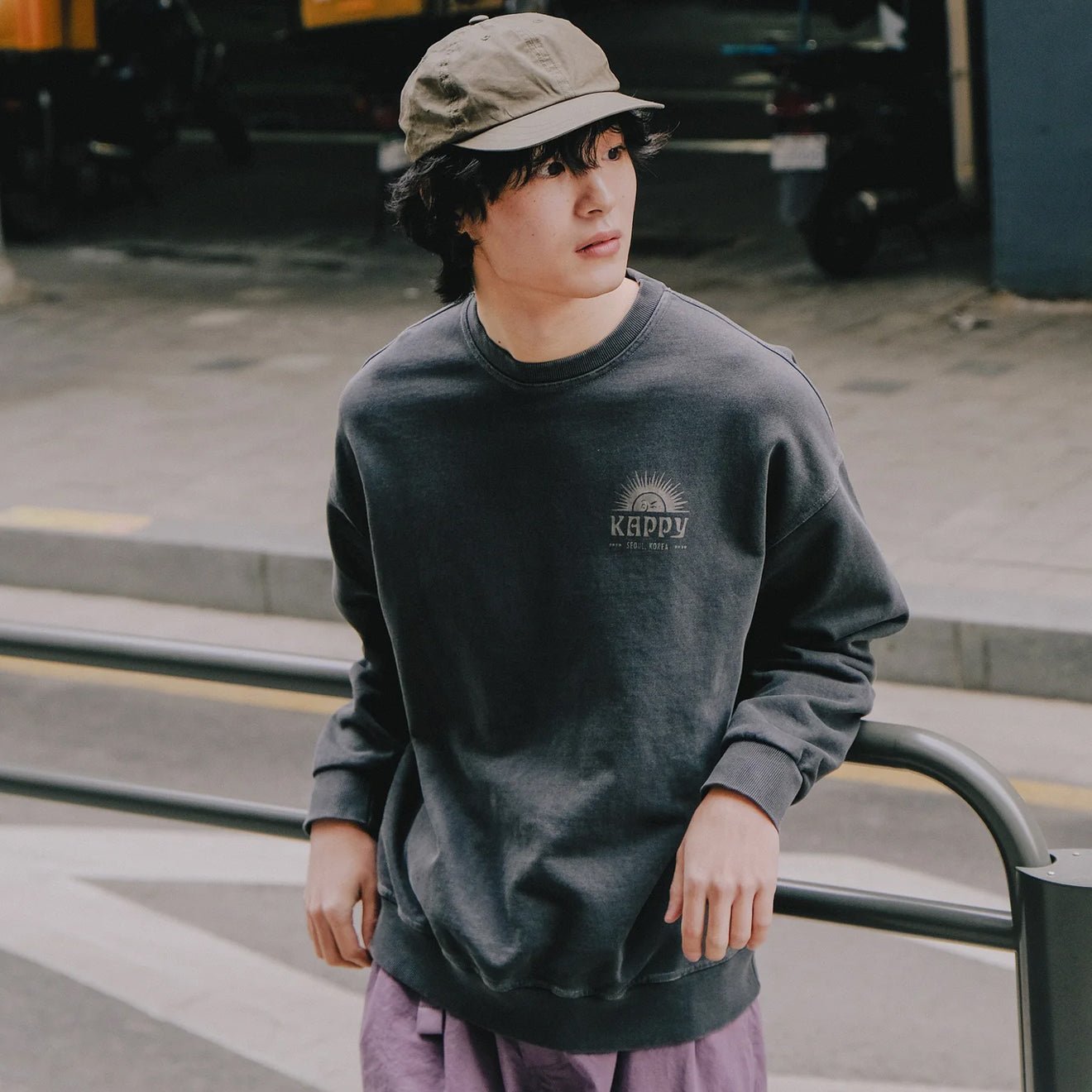 Kappy Sunny Wink Pigment Sweatshirt Charcoal - pam pam