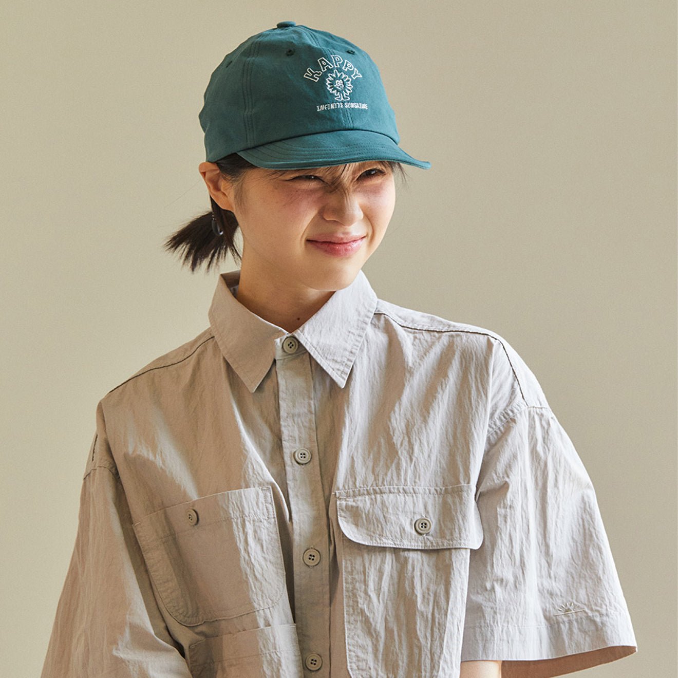 Kappy Sunrise Utility Half Shirt Greige - pam pam