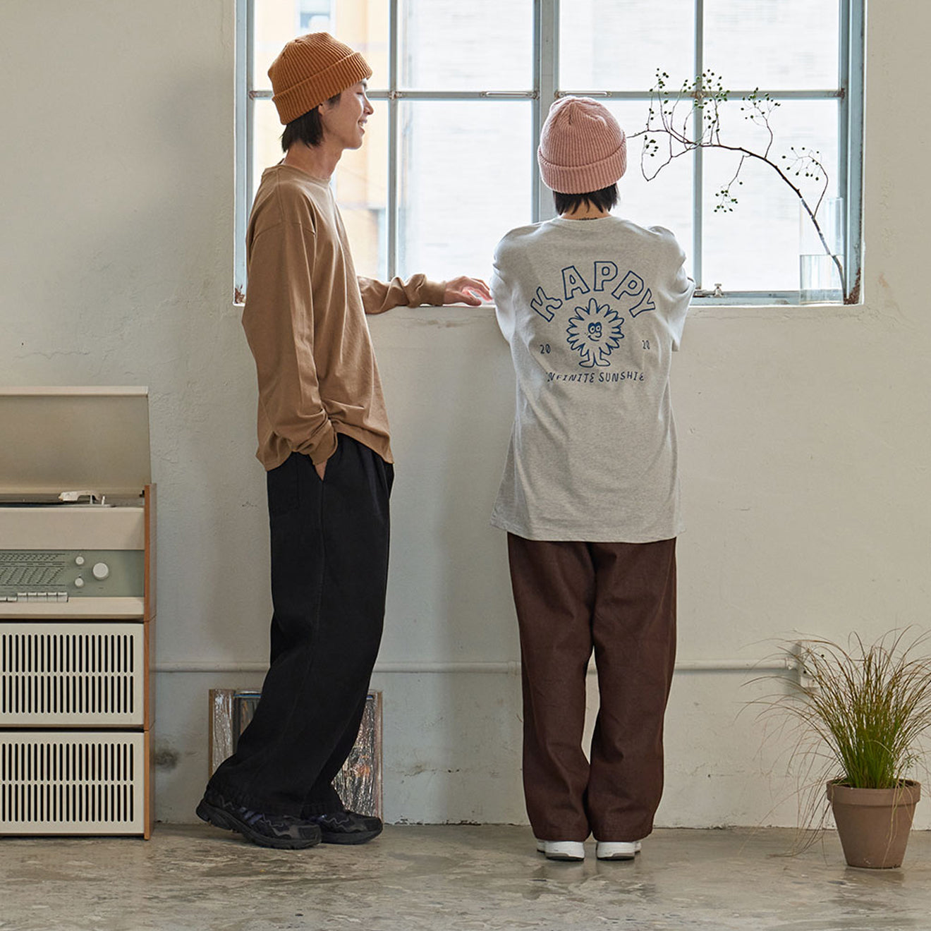 Kappy Two Tuck Wide Denim Pants Brown - pam pam